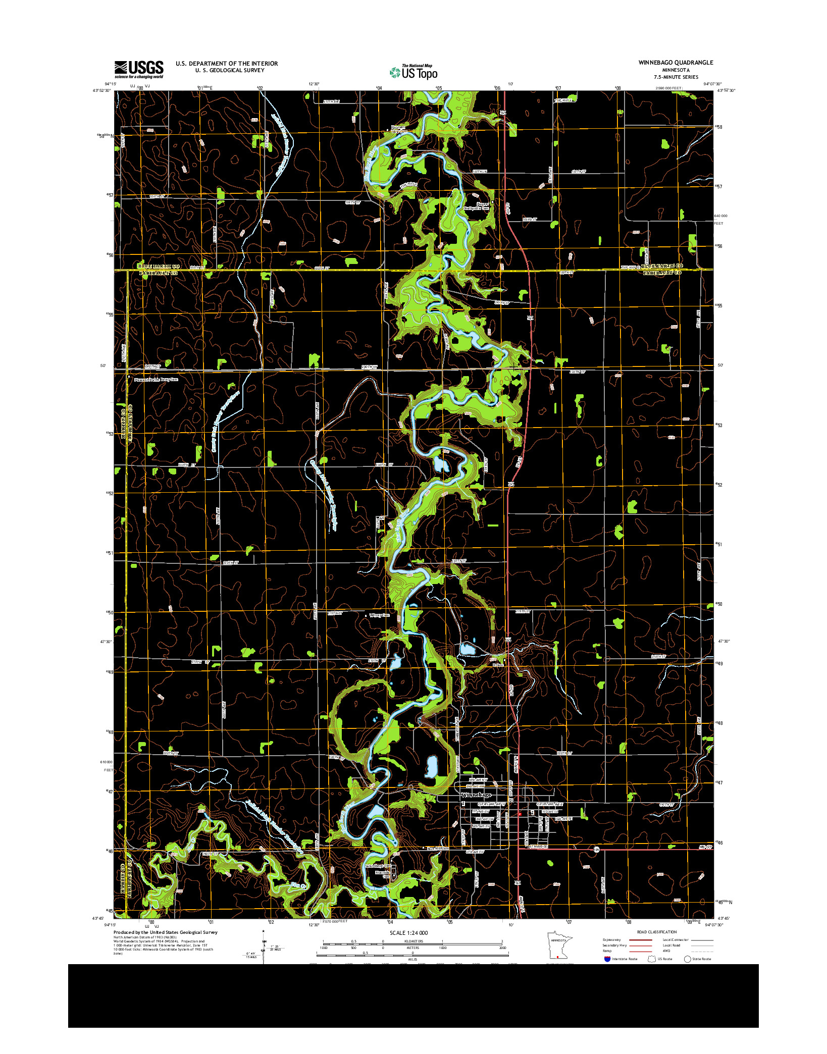 USGS US TOPO 7.5-MINUTE MAP FOR WINNEBAGO, MN 2013