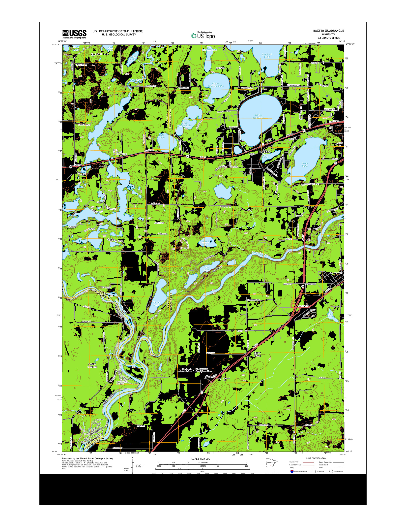 USGS US TOPO 7.5-MINUTE MAP FOR BAXTER, MN 2013