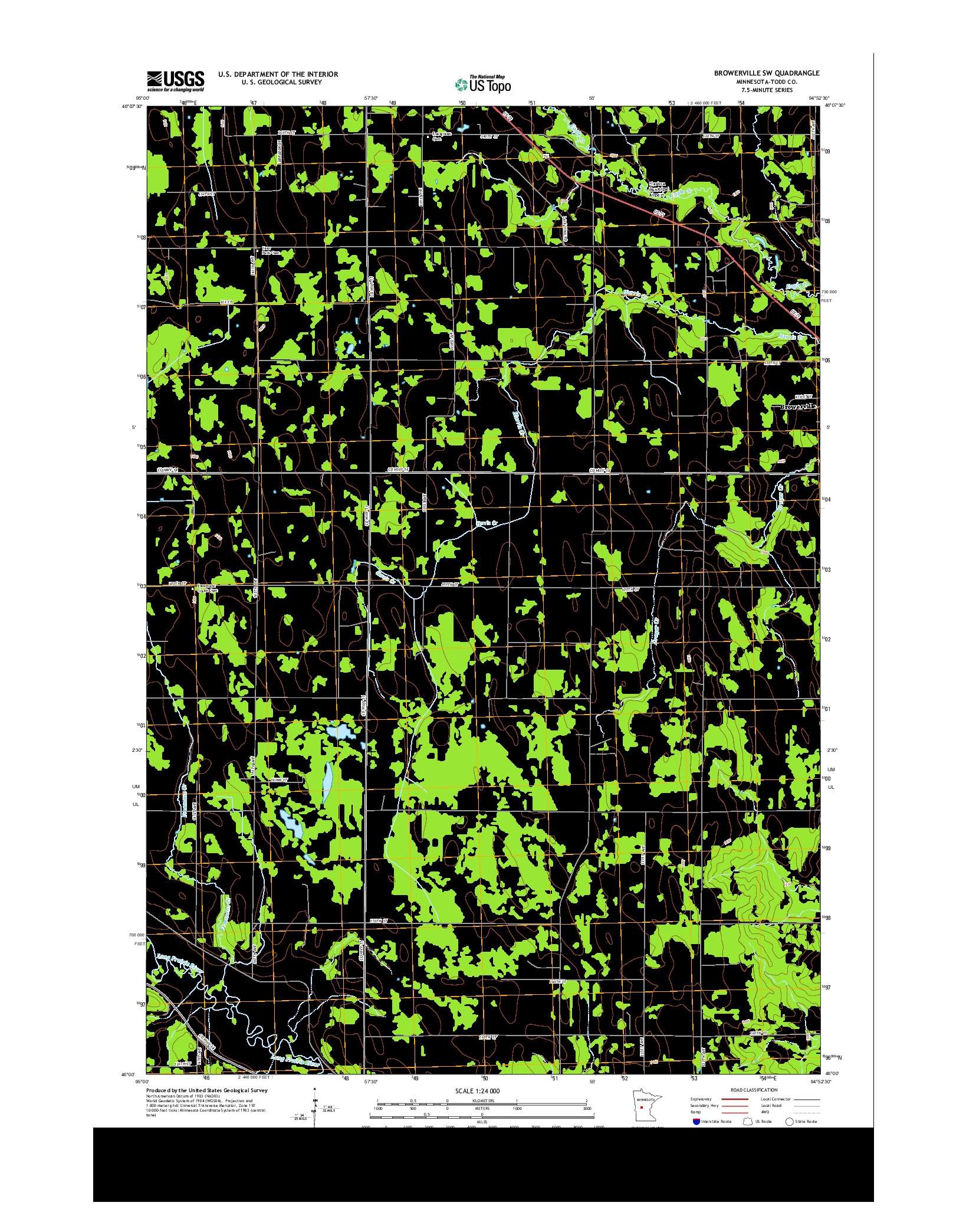 USGS US TOPO 7.5-MINUTE MAP FOR BROWERVILLE SW, MN 2013