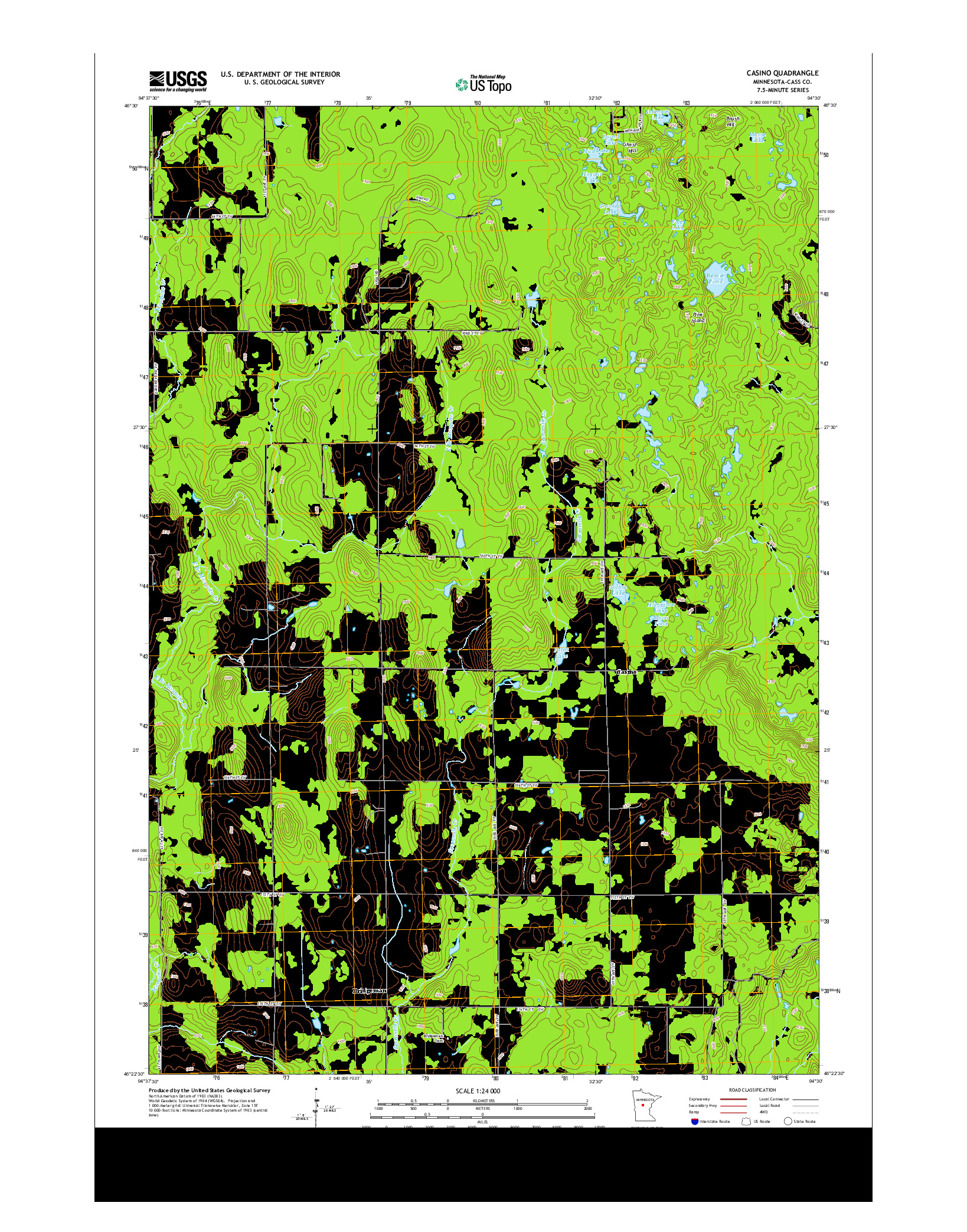 USGS US TOPO 7.5-MINUTE MAP FOR CASINO, MN 2013