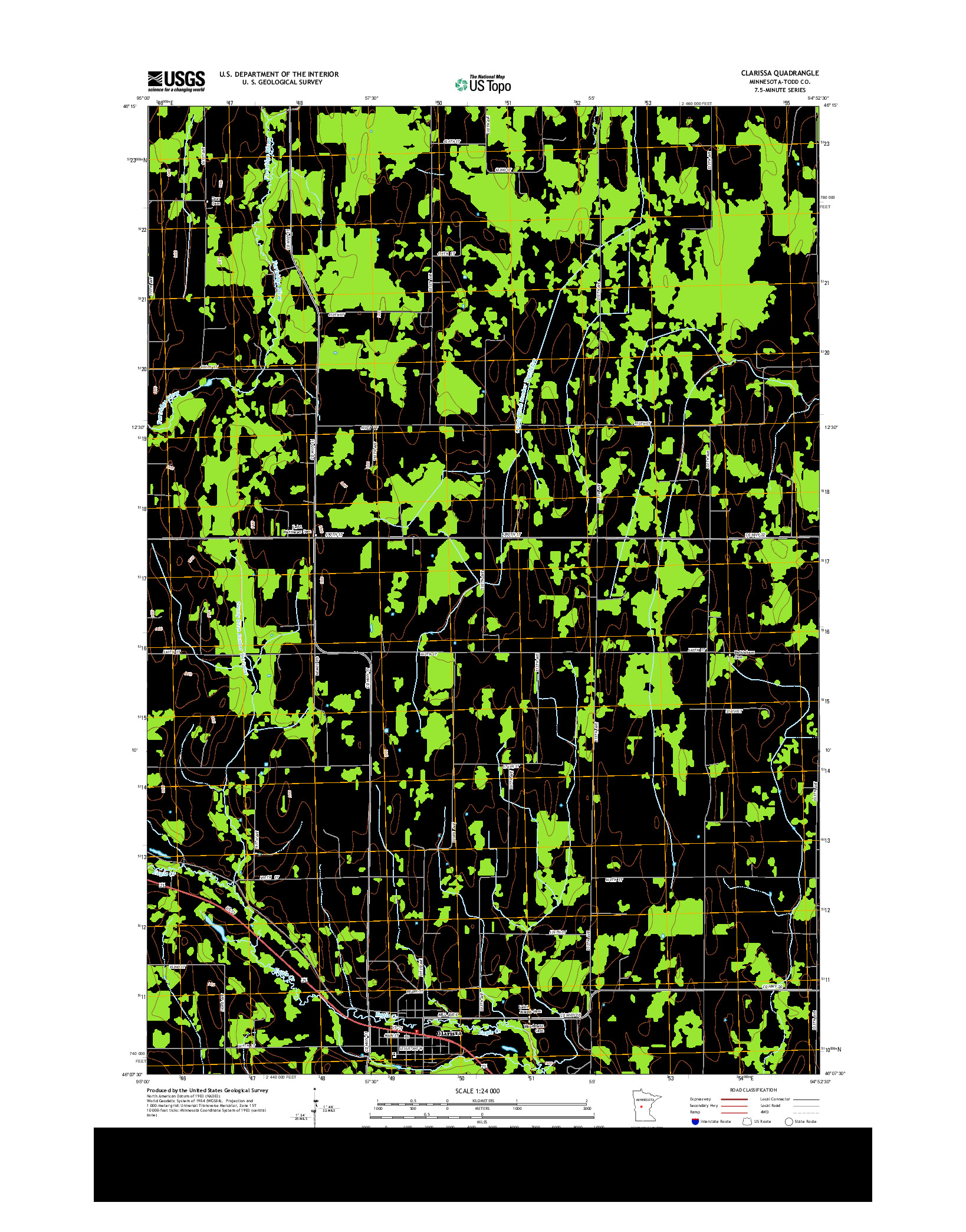 USGS US TOPO 7.5-MINUTE MAP FOR CLARISSA, MN 2013