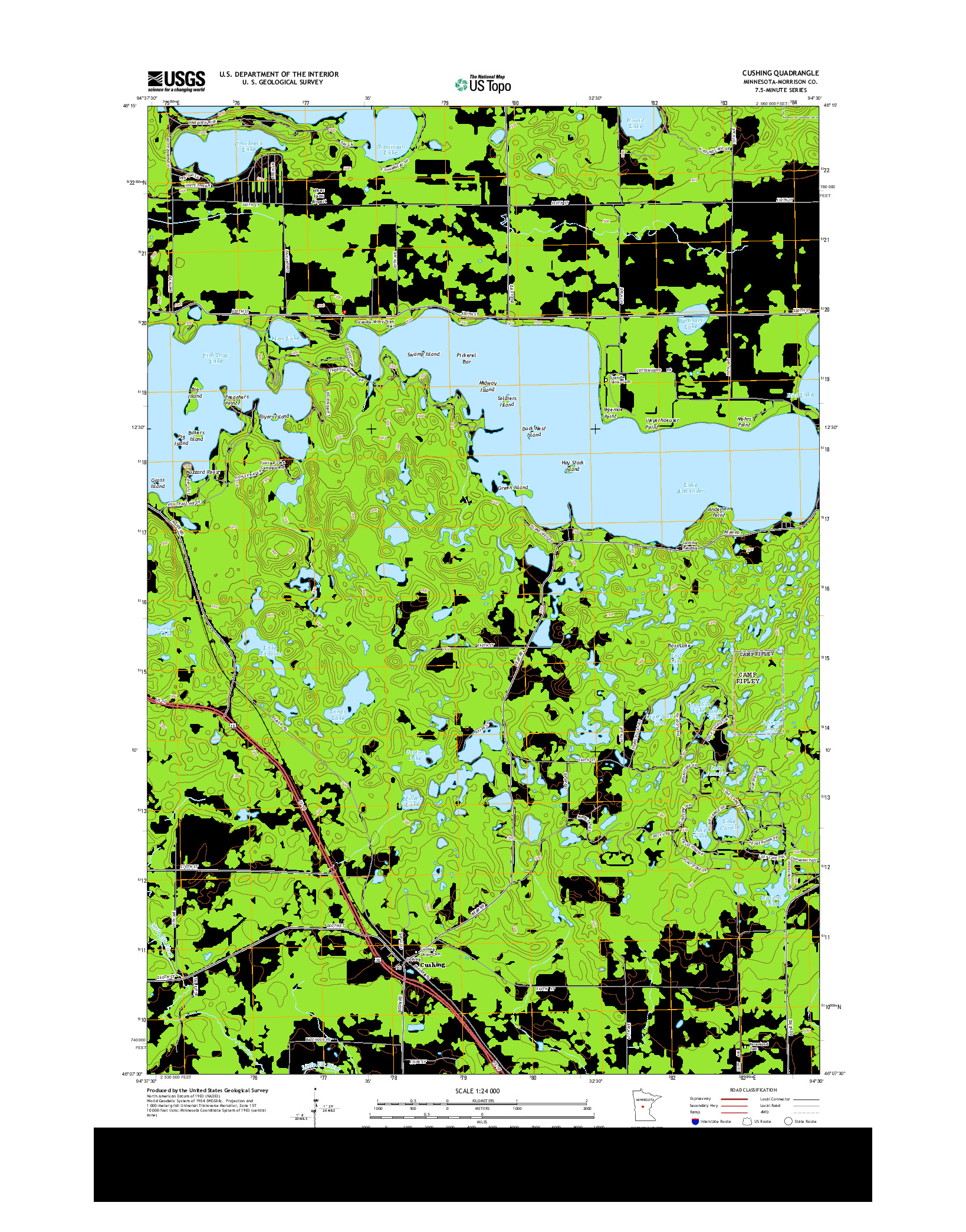 USGS US TOPO 7.5-MINUTE MAP FOR CUSHING, MN 2013