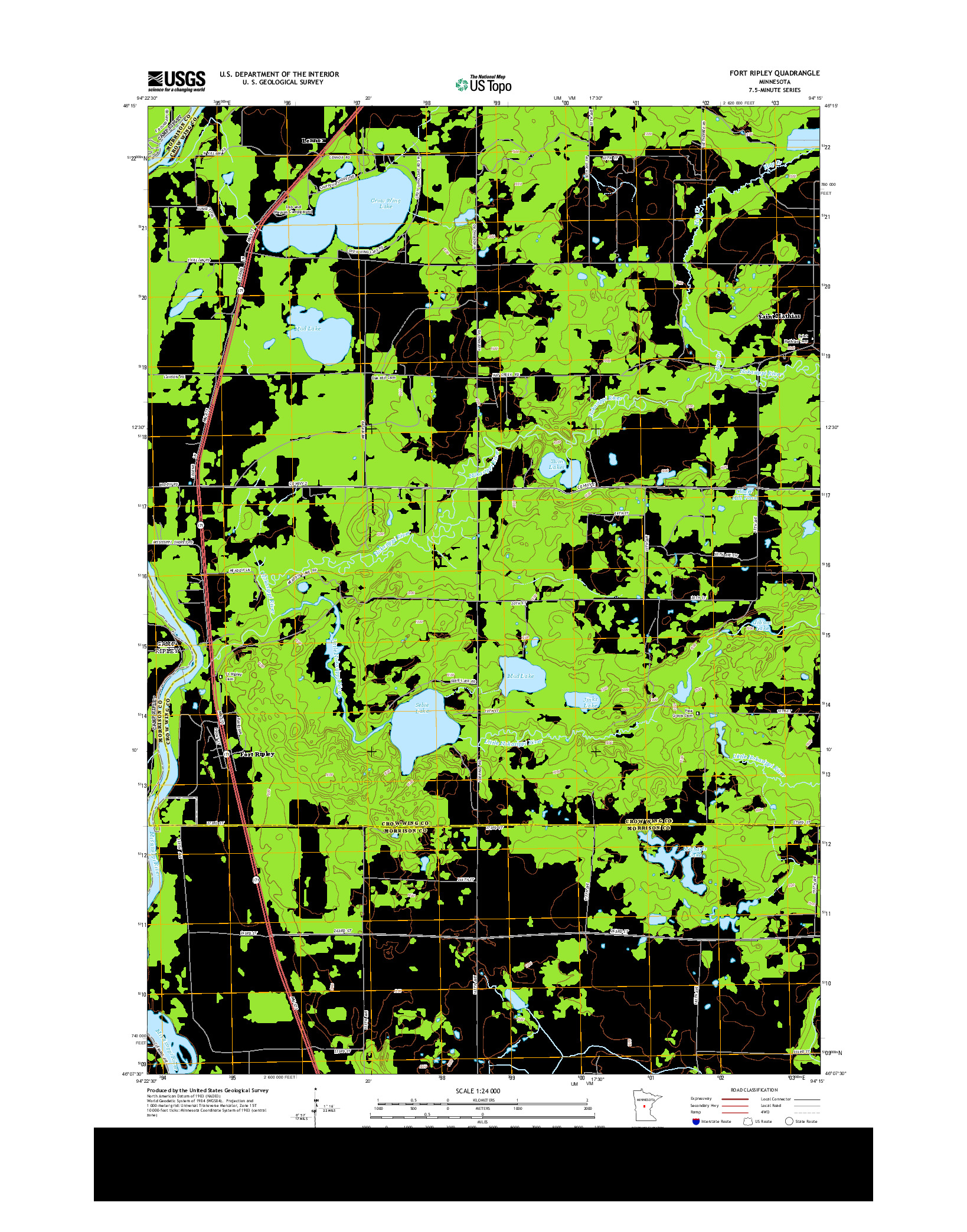 USGS US TOPO 7.5-MINUTE MAP FOR FORT RIPLEY, MN 2013