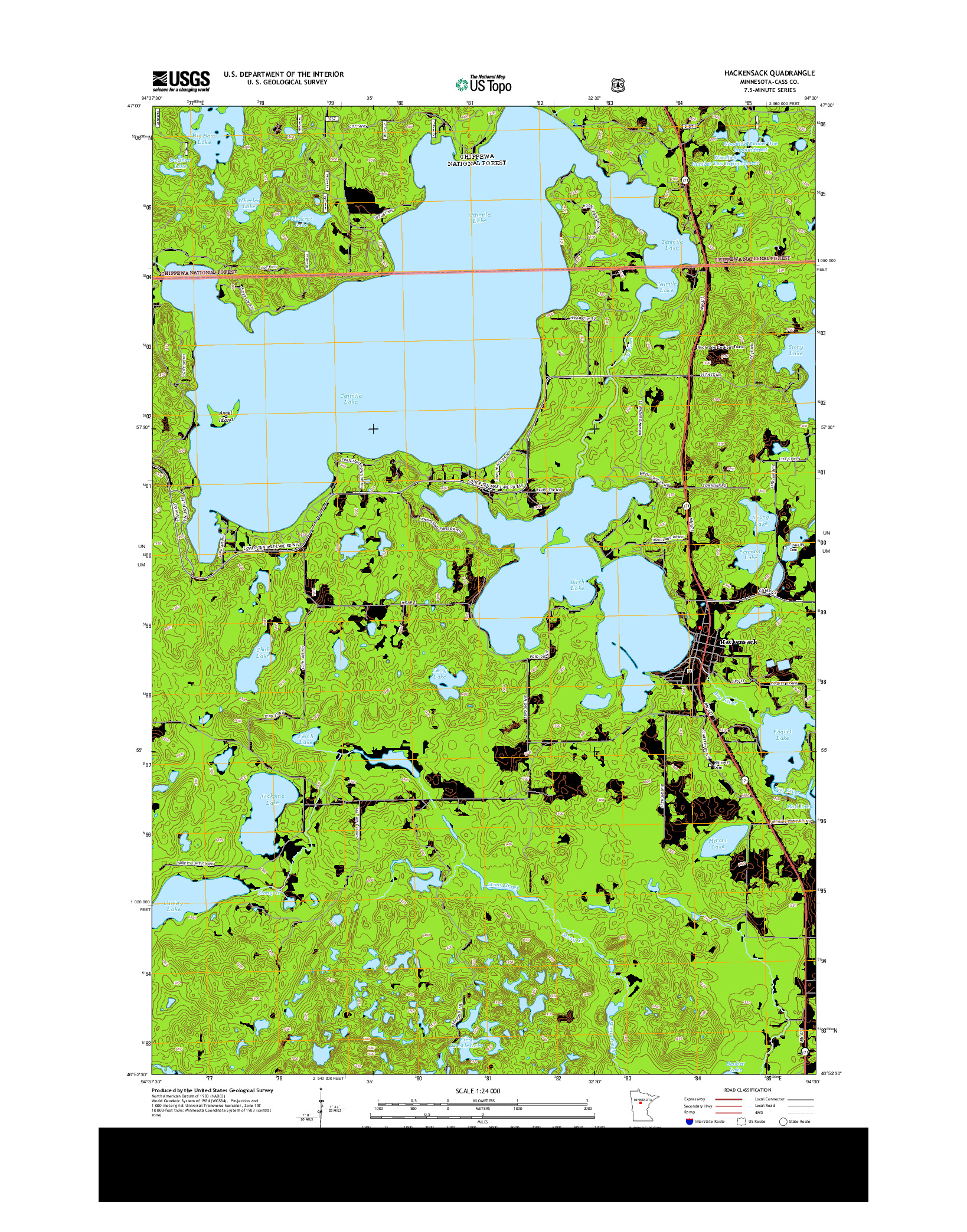 USGS US TOPO 7.5-MINUTE MAP FOR HACKENSACK, MN 2013