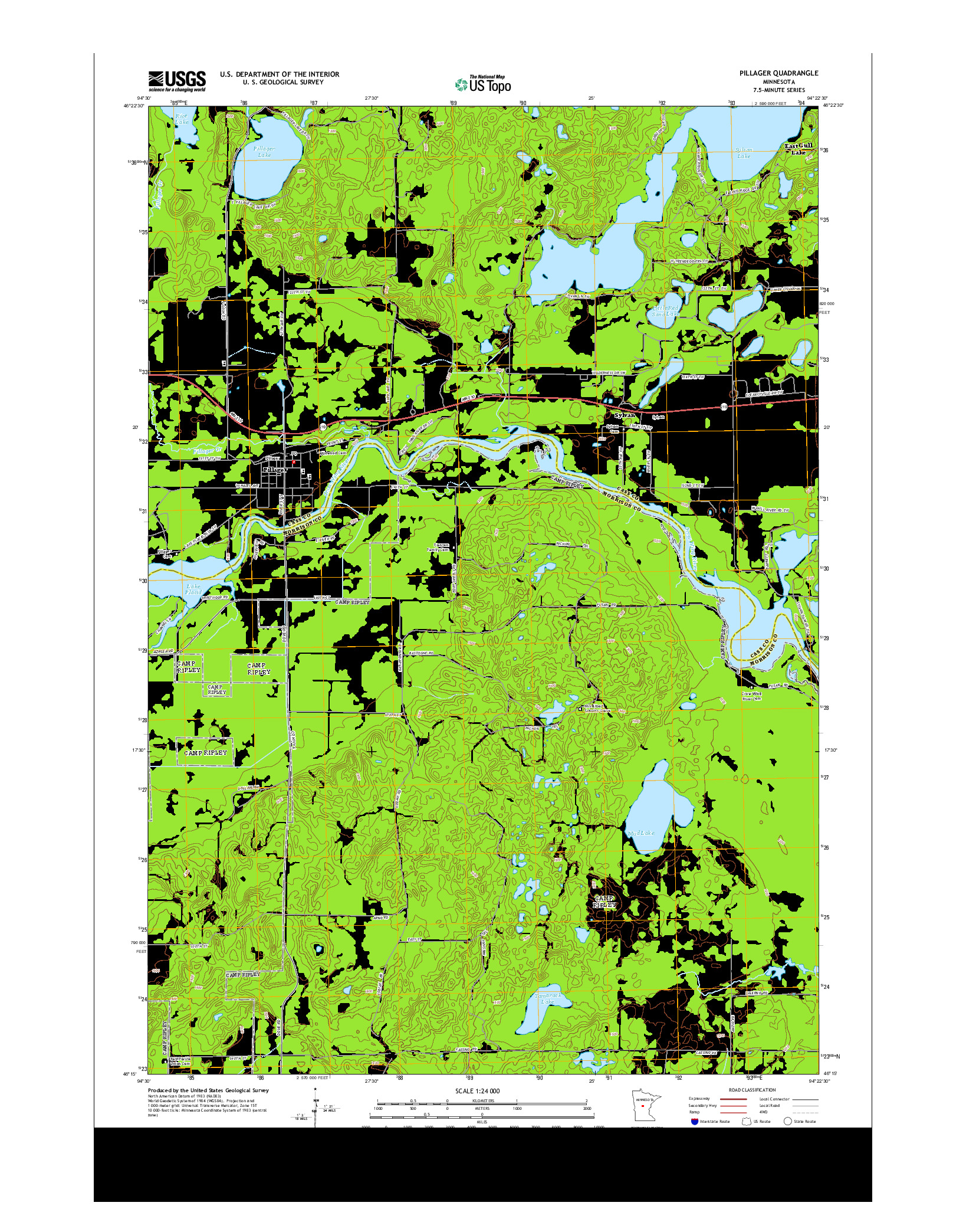 USGS US TOPO 7.5-MINUTE MAP FOR PILLAGER, MN 2013