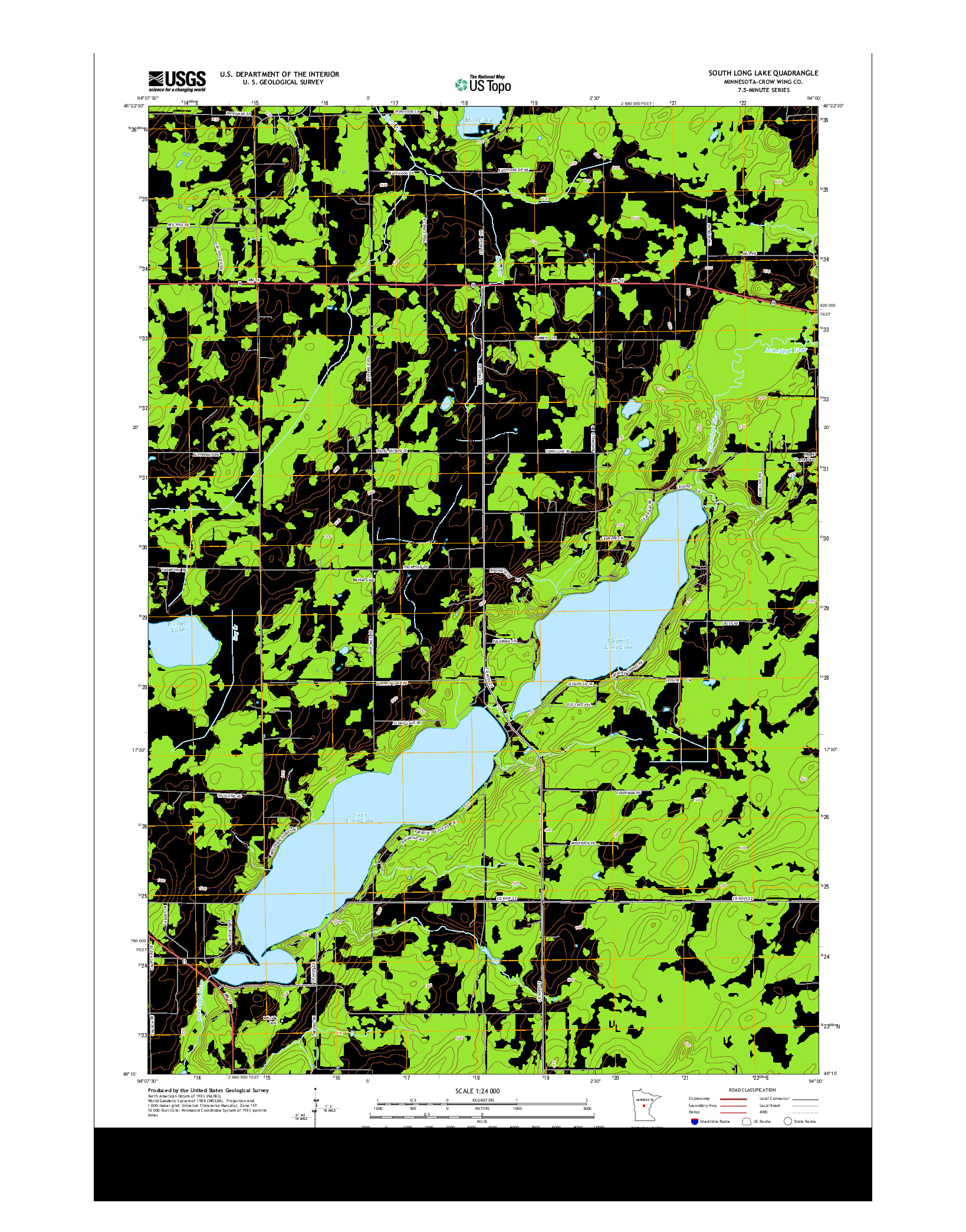 USGS US TOPO 7.5-MINUTE MAP FOR SOUTH LONG LAKE, MN 2013