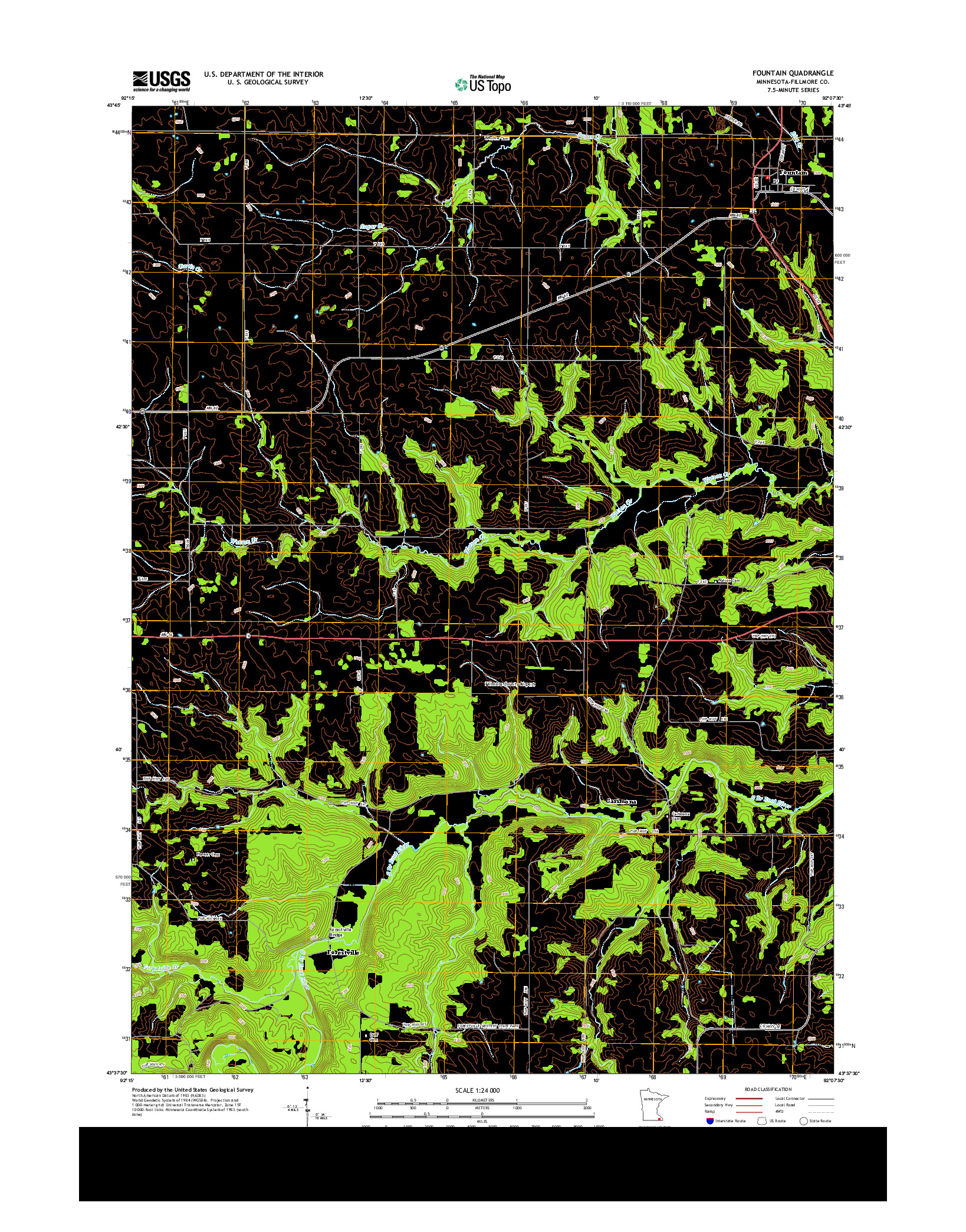USGS US TOPO 7.5-MINUTE MAP FOR FOUNTAIN, MN 2013