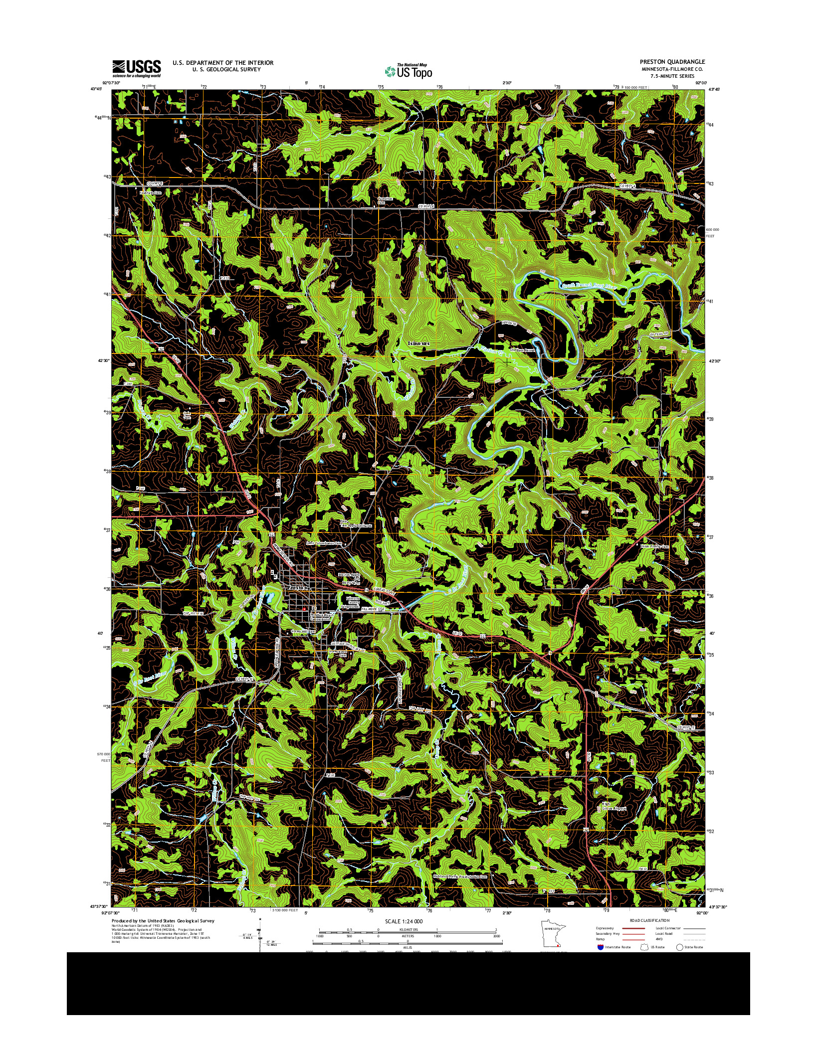 USGS US TOPO 7.5-MINUTE MAP FOR PRESTON, MN 2013