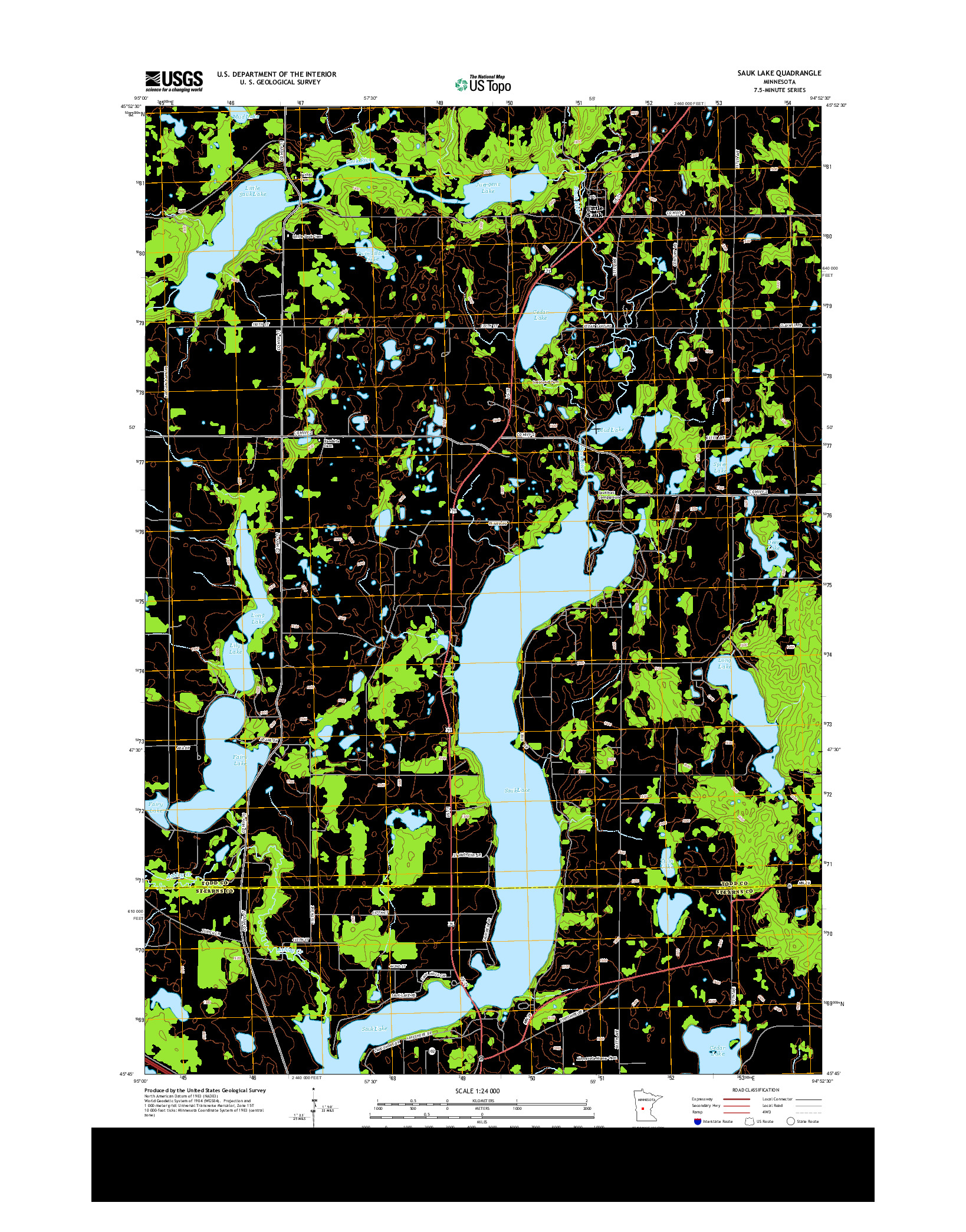 USGS US TOPO 7.5-MINUTE MAP FOR SAUK LAKE, MN 2013
