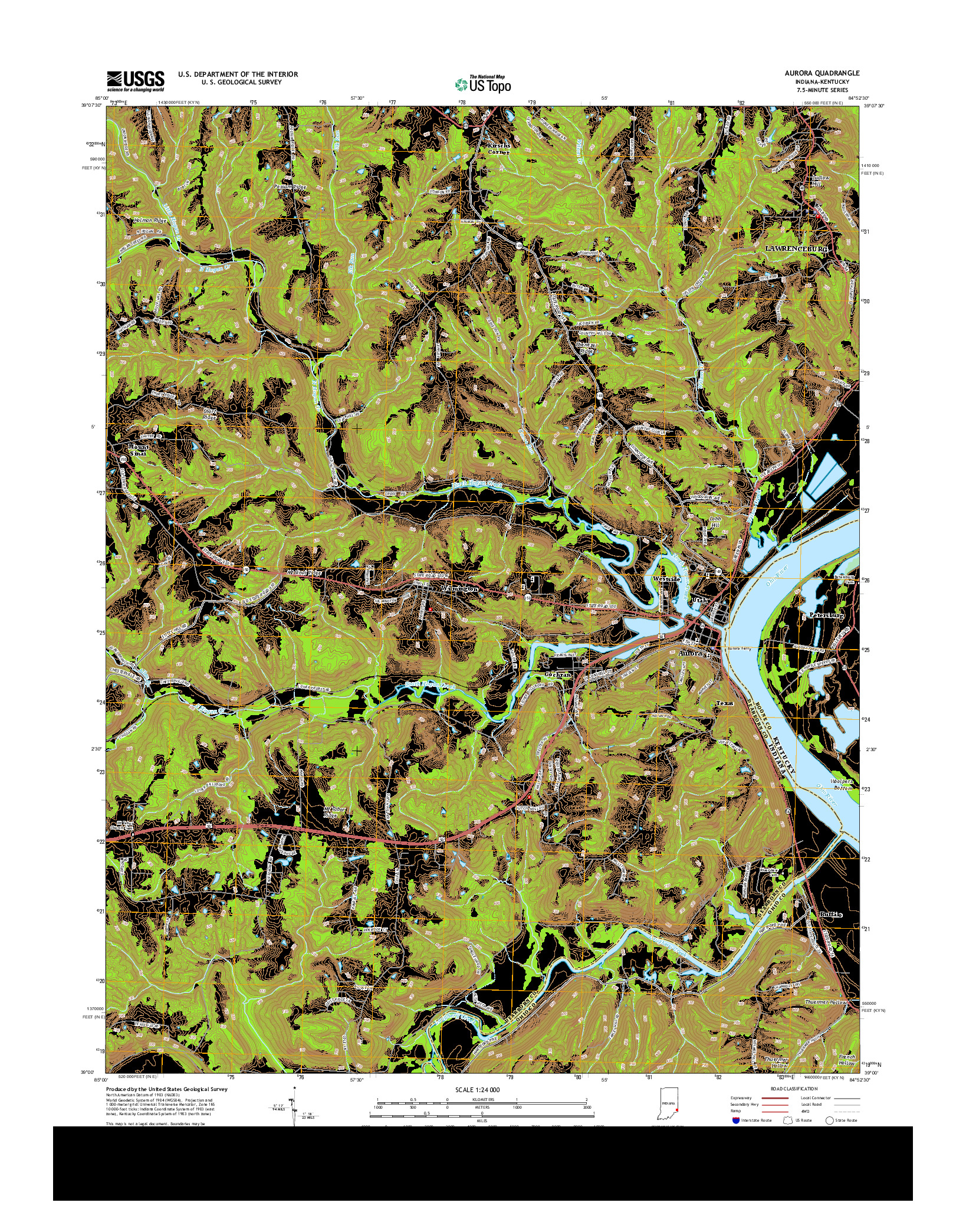 USGS US TOPO 7.5-MINUTE MAP FOR AURORA, IN-KY 2013