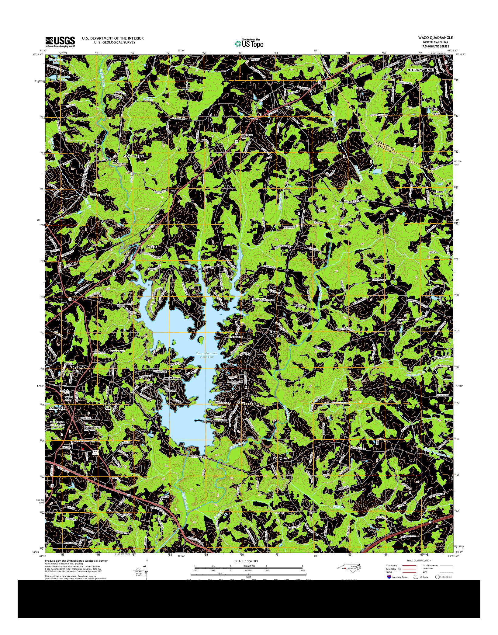 USGS US TOPO 7.5-MINUTE MAP FOR WACO, NC 2013