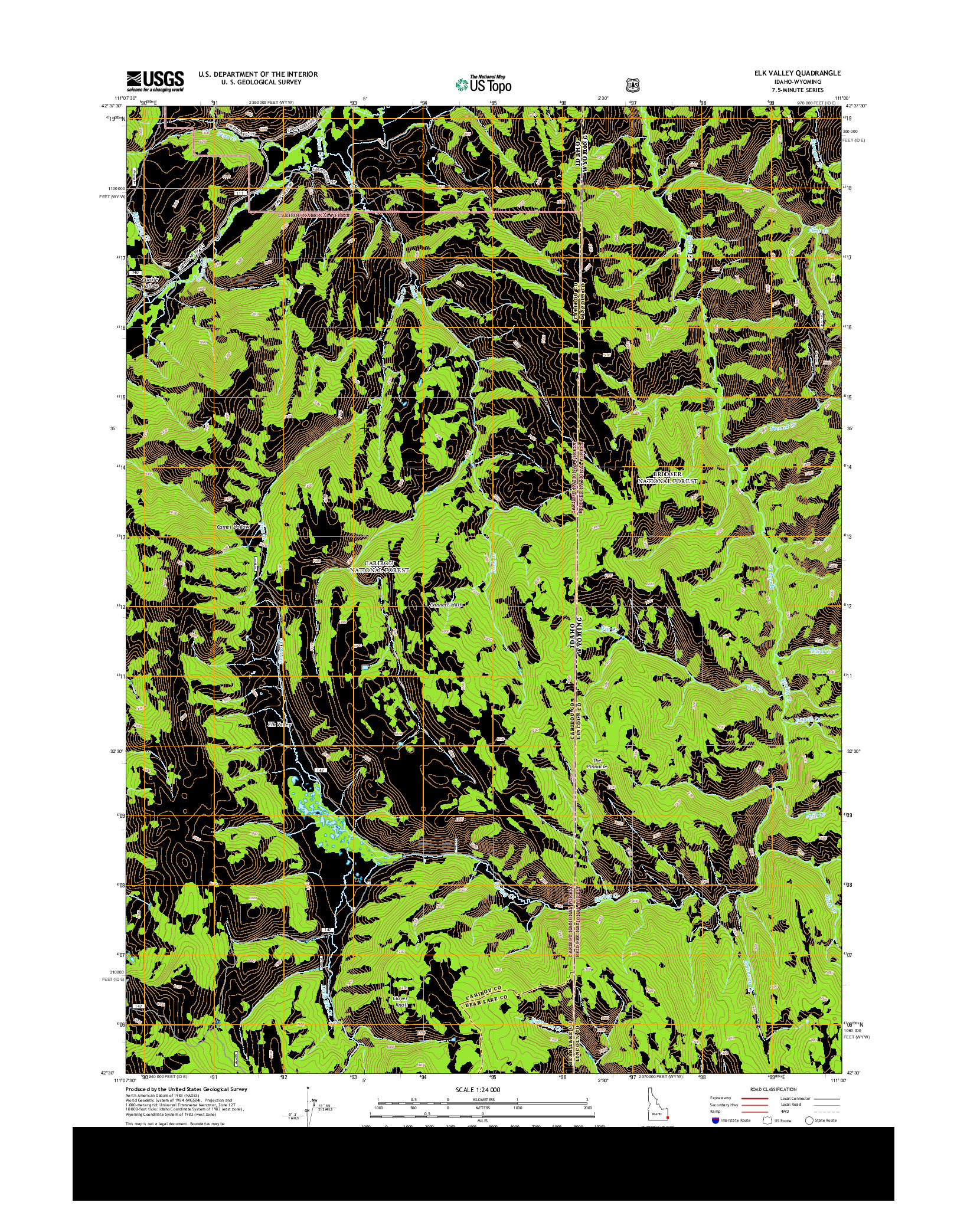 USGS US TOPO 7.5-MINUTE MAP FOR ELK VALLEY, ID-WY 2013