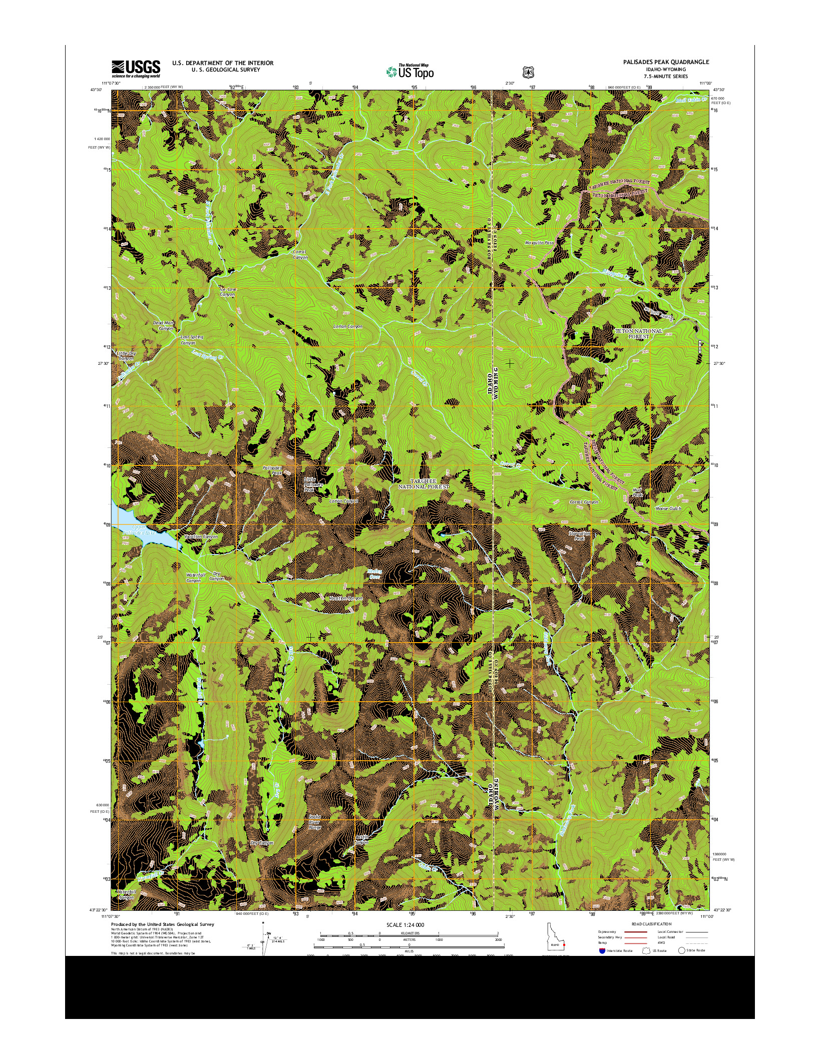 USGS US TOPO 7.5-MINUTE MAP FOR PALISADES PEAK, ID-WY 2013