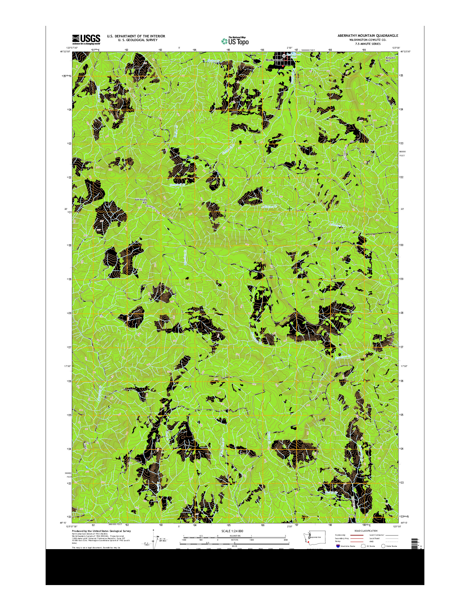 USGS US TOPO 7.5-MINUTE MAP FOR ABERNATHY MOUNTAIN, WA 2013