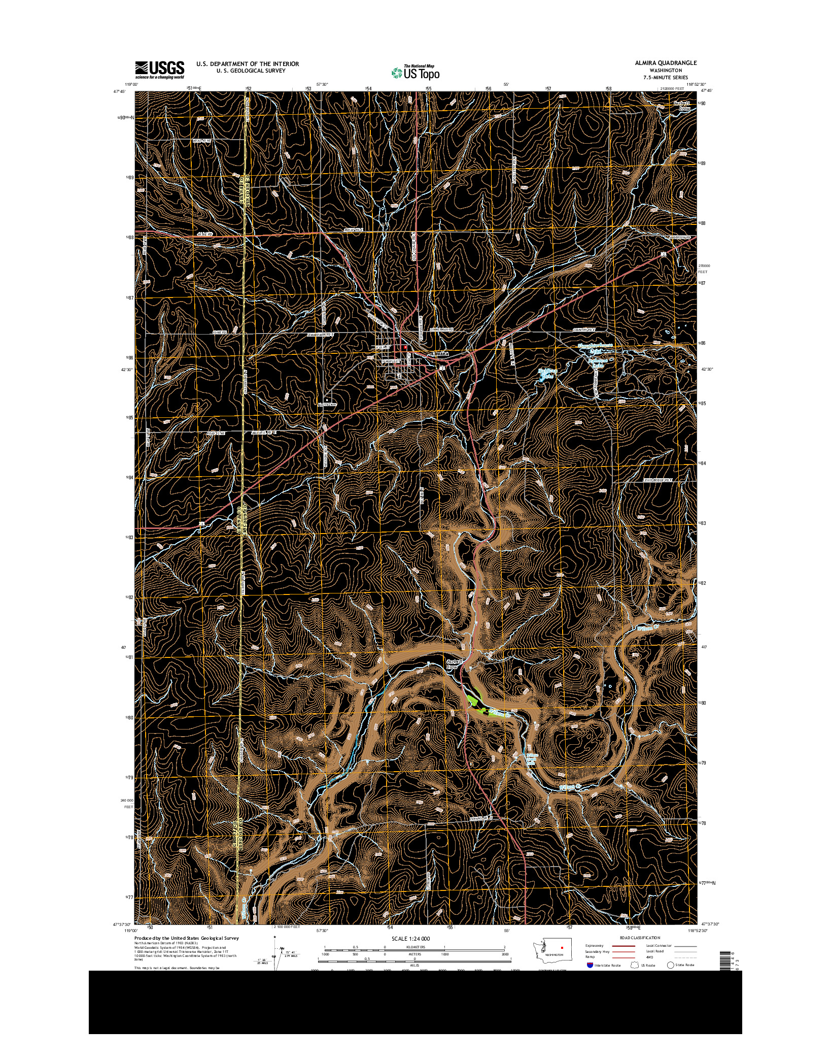 USGS US TOPO 7.5-MINUTE MAP FOR ALMIRA, WA 2013