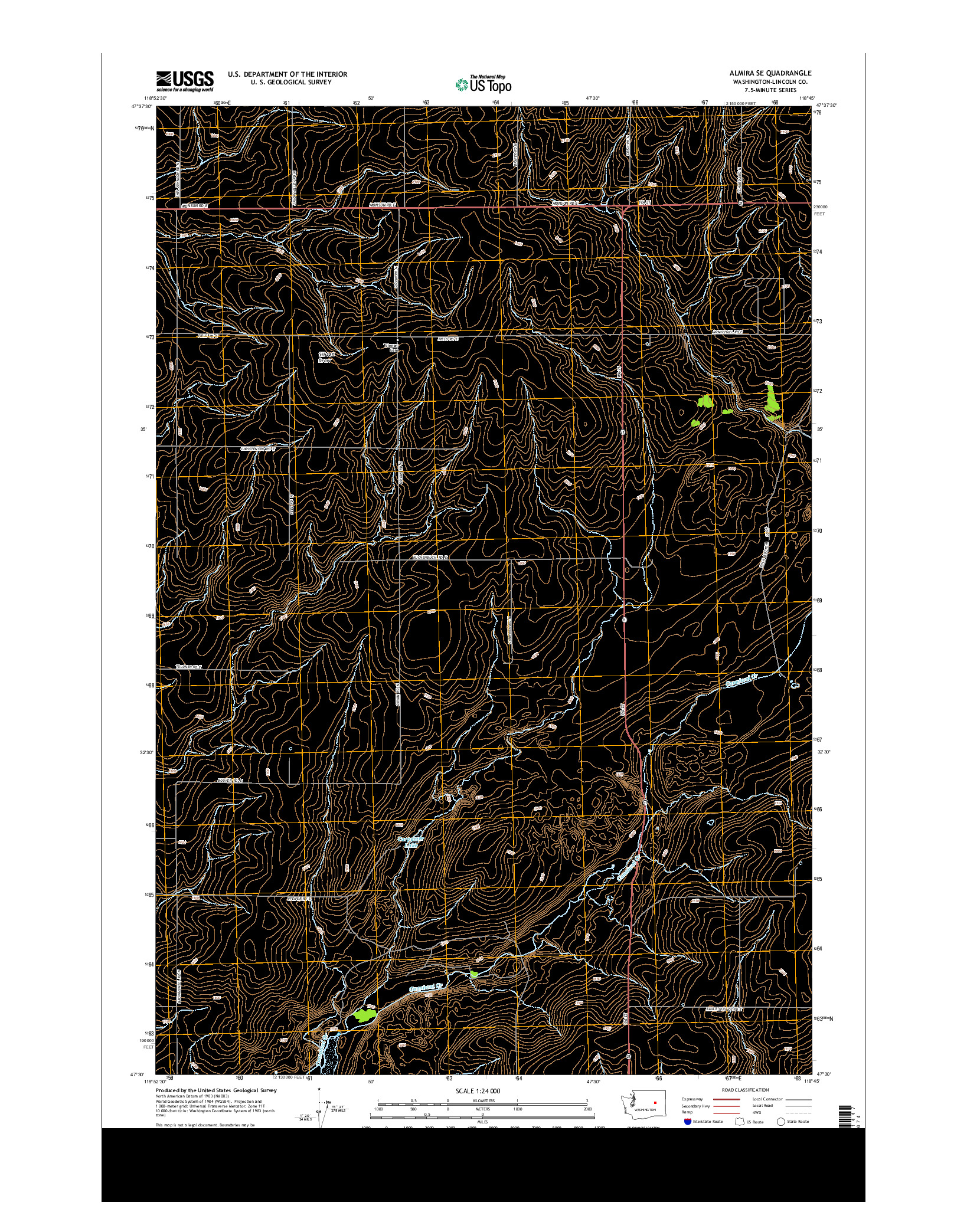 USGS US TOPO 7.5-MINUTE MAP FOR ALMIRA SE, WA 2013