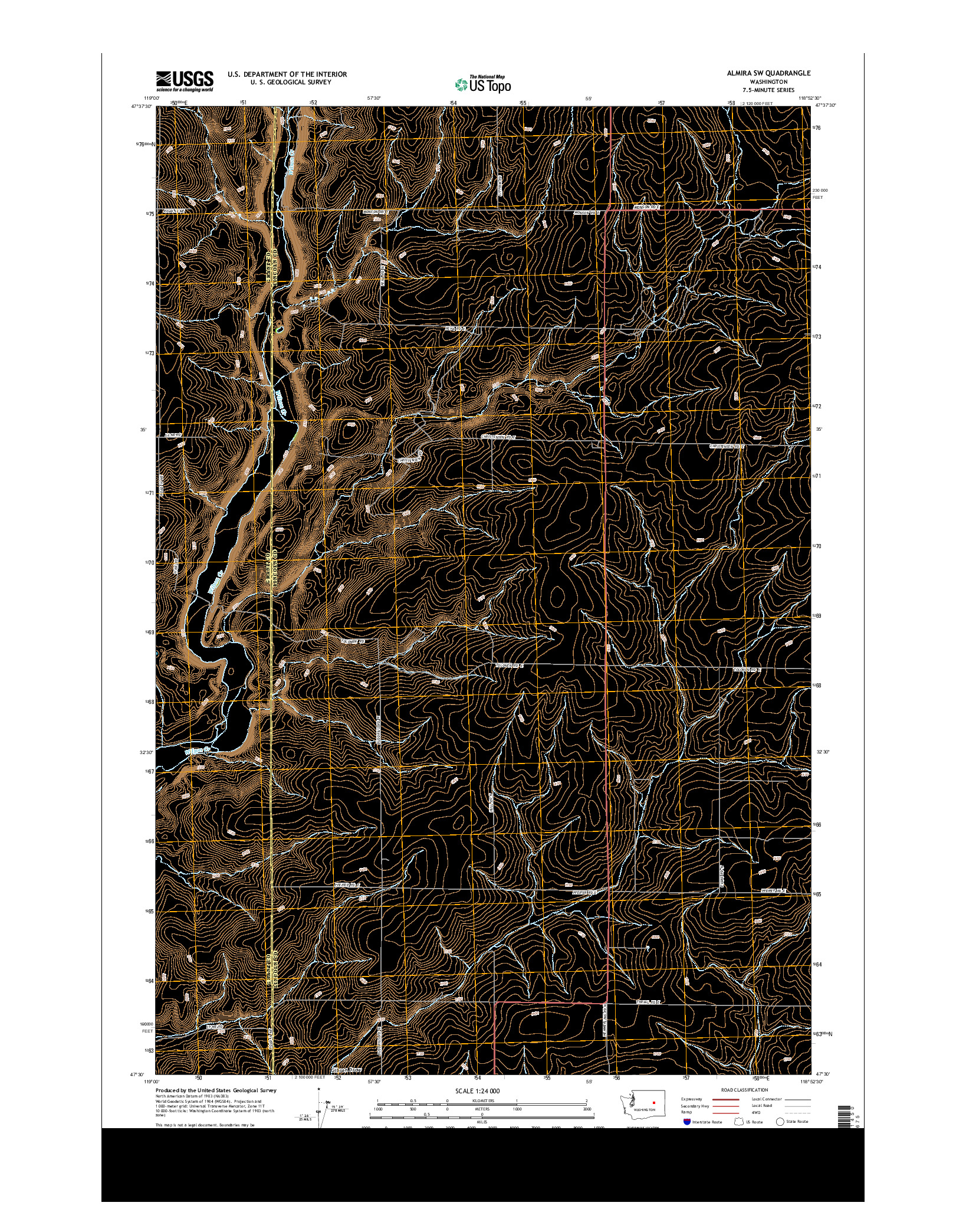 USGS US TOPO 7.5-MINUTE MAP FOR ALMIRA SW, WA 2013