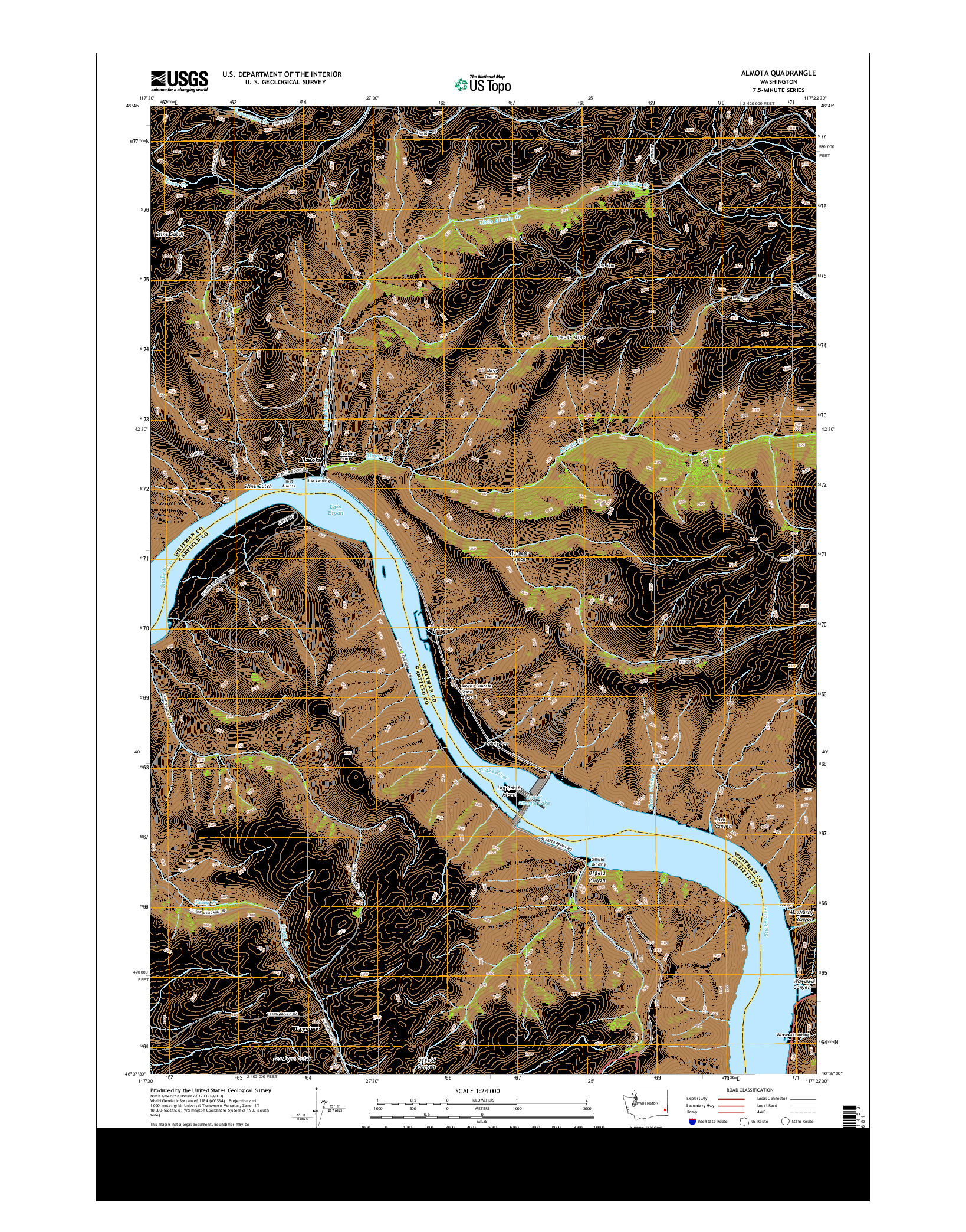 USGS US TOPO 7.5-MINUTE MAP FOR ALMOTA, WA 2013