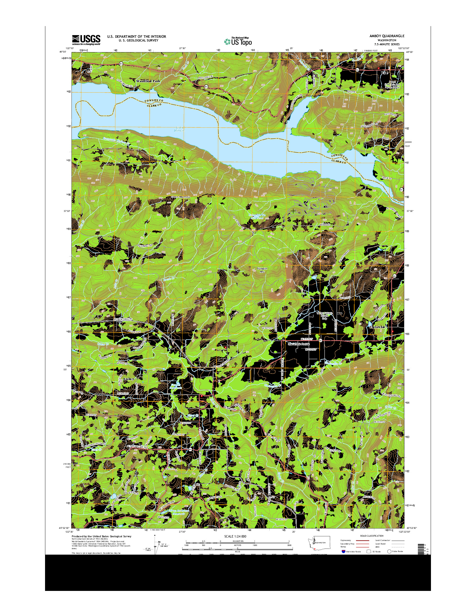 USGS US TOPO 7.5-MINUTE MAP FOR AMBOY, WA 2013