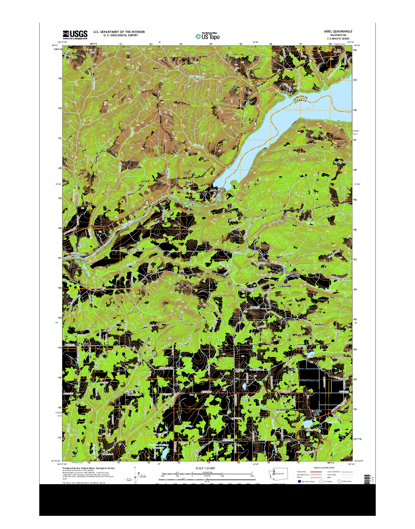 USGS US TOPO 7.5-MINUTE MAP FOR ARIEL, WA 2013