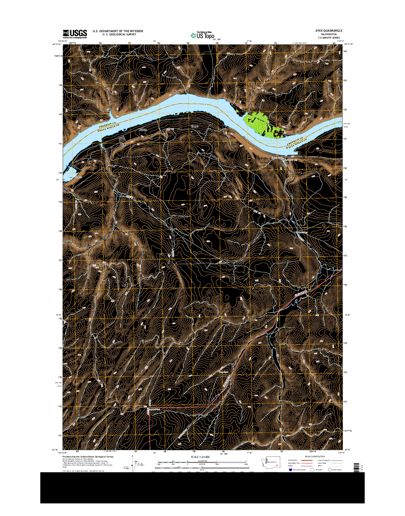 USGS US TOPO 7.5-MINUTE MAP FOR AYER, WA 2013