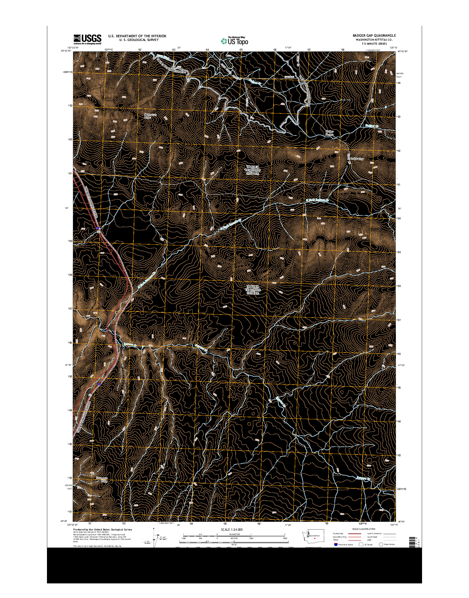 USGS US TOPO 7.5-MINUTE MAP FOR BADGER GAP, WA 2013