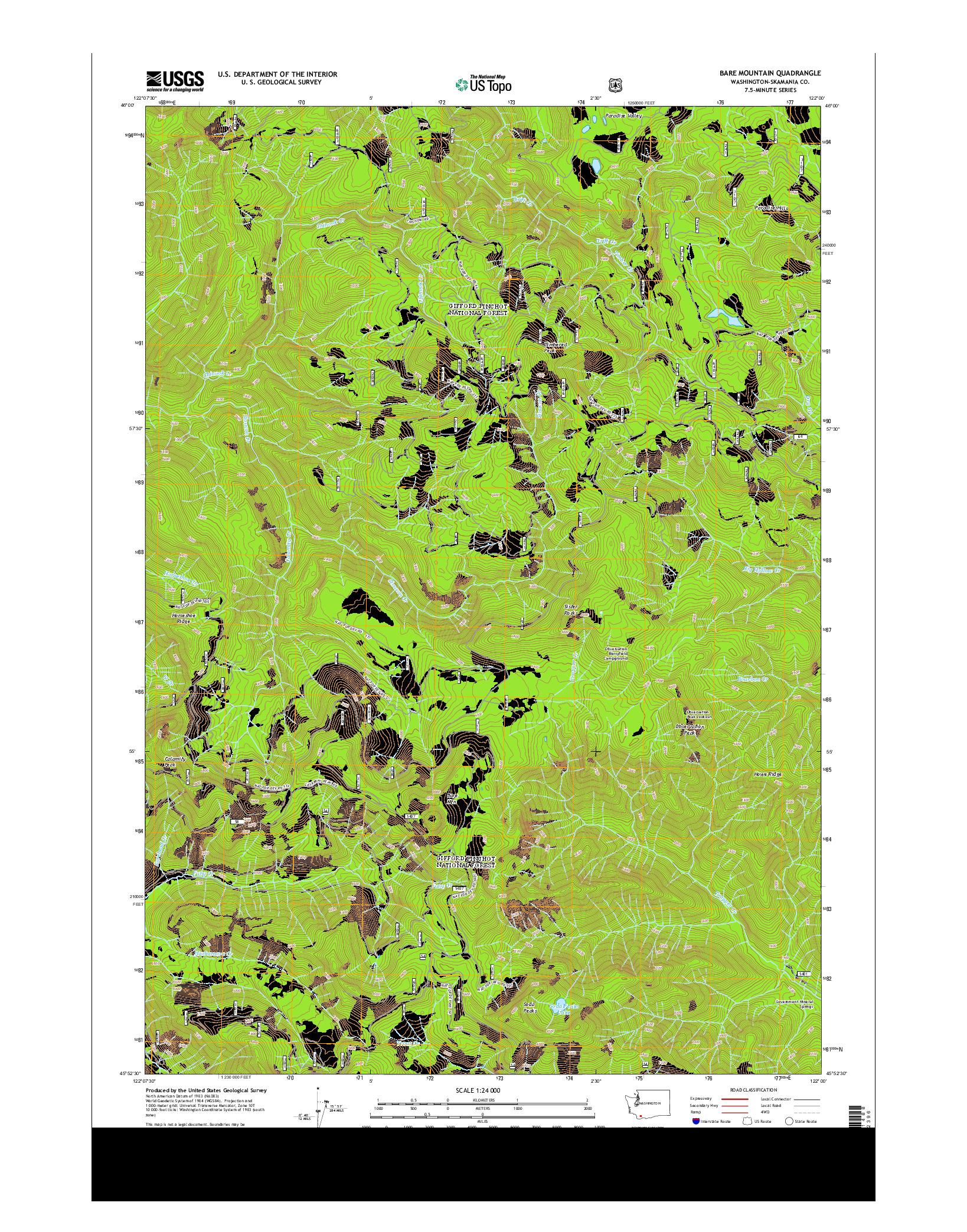 USGS US TOPO 7.5-MINUTE MAP FOR BARE MOUNTAIN, WA 2013