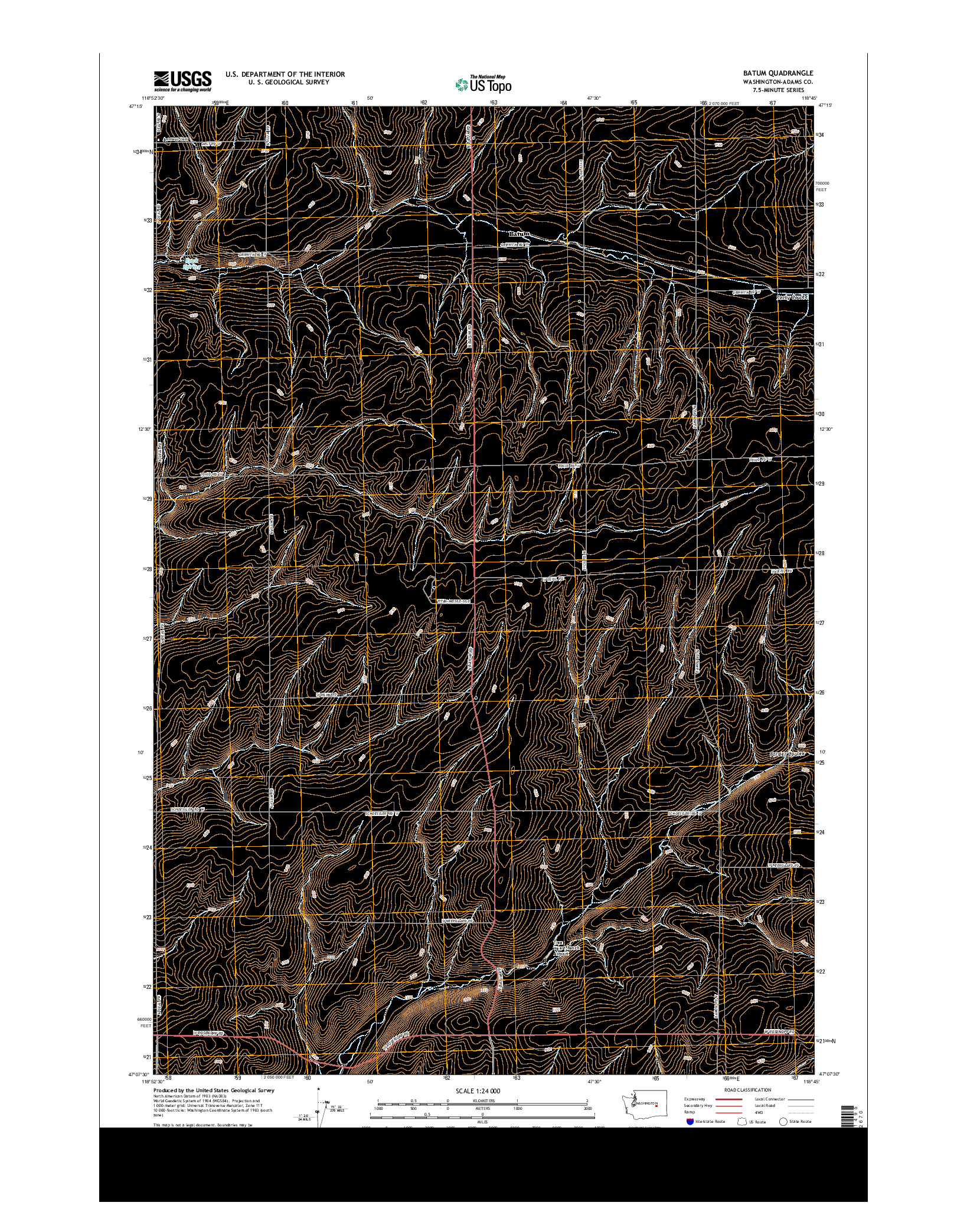 USGS US TOPO 7.5-MINUTE MAP FOR BATUM, WA 2013