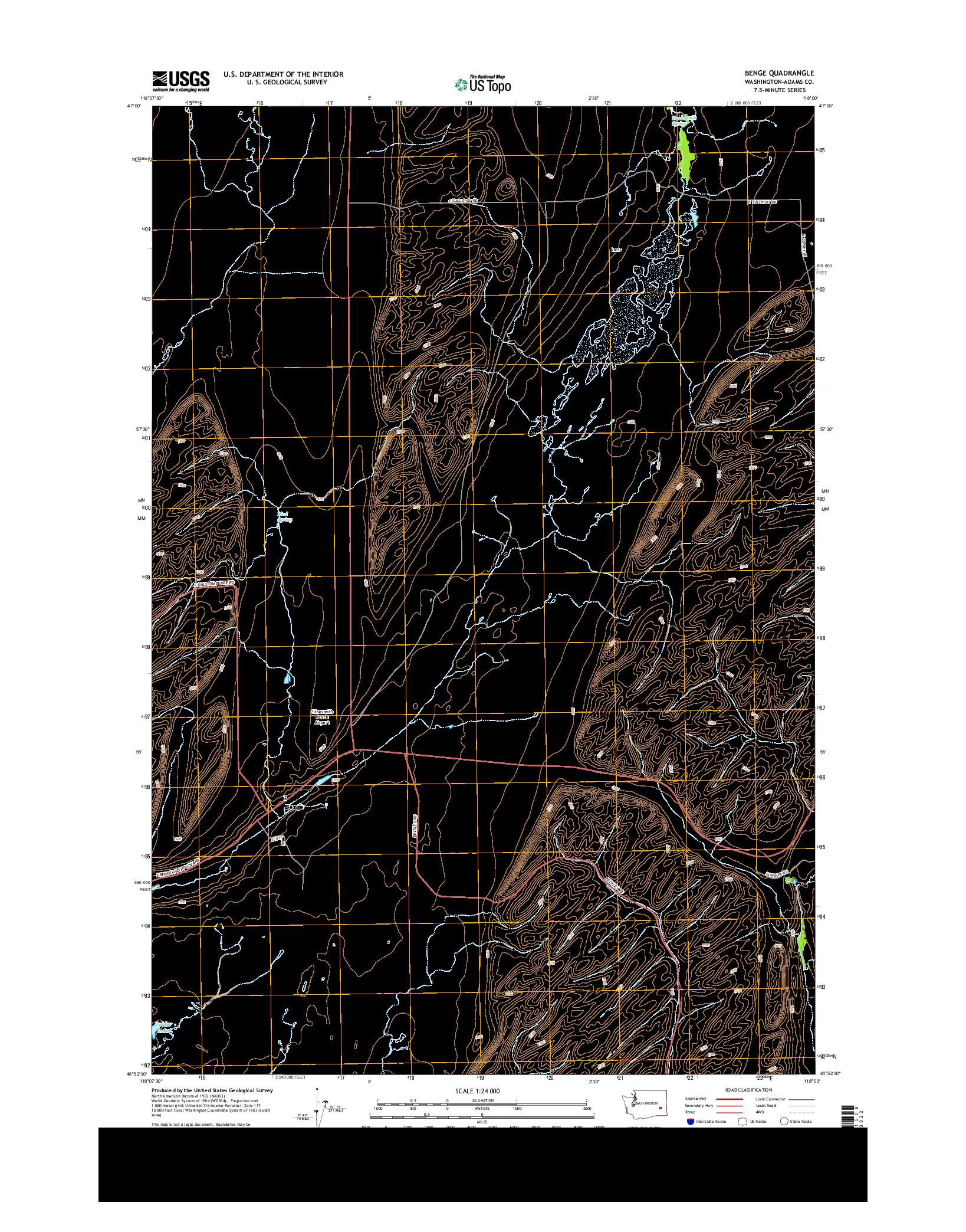 USGS US TOPO 7.5-MINUTE MAP FOR BENGE, WA 2013