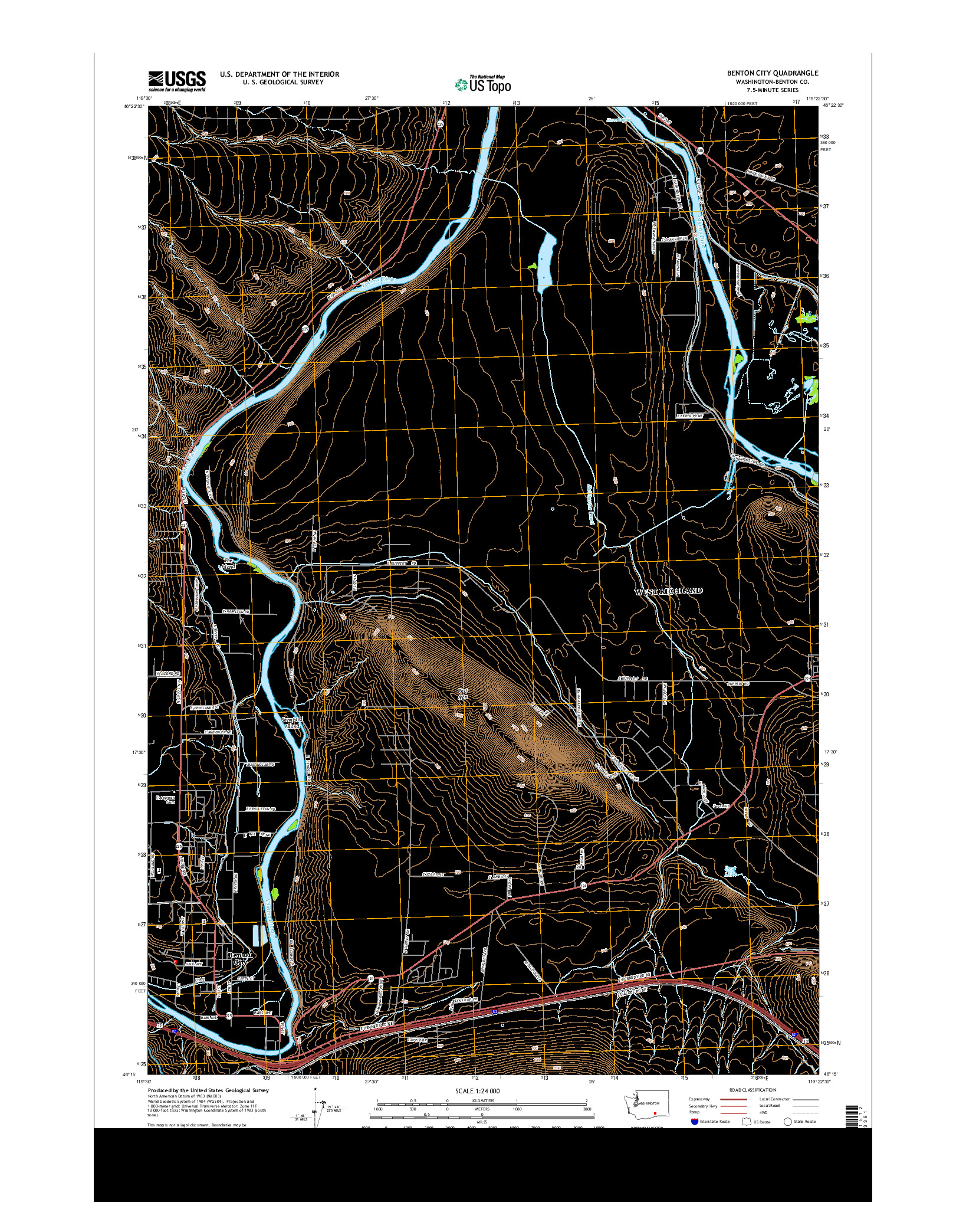 USGS US TOPO 7.5-MINUTE MAP FOR BENTON CITY, WA 2013