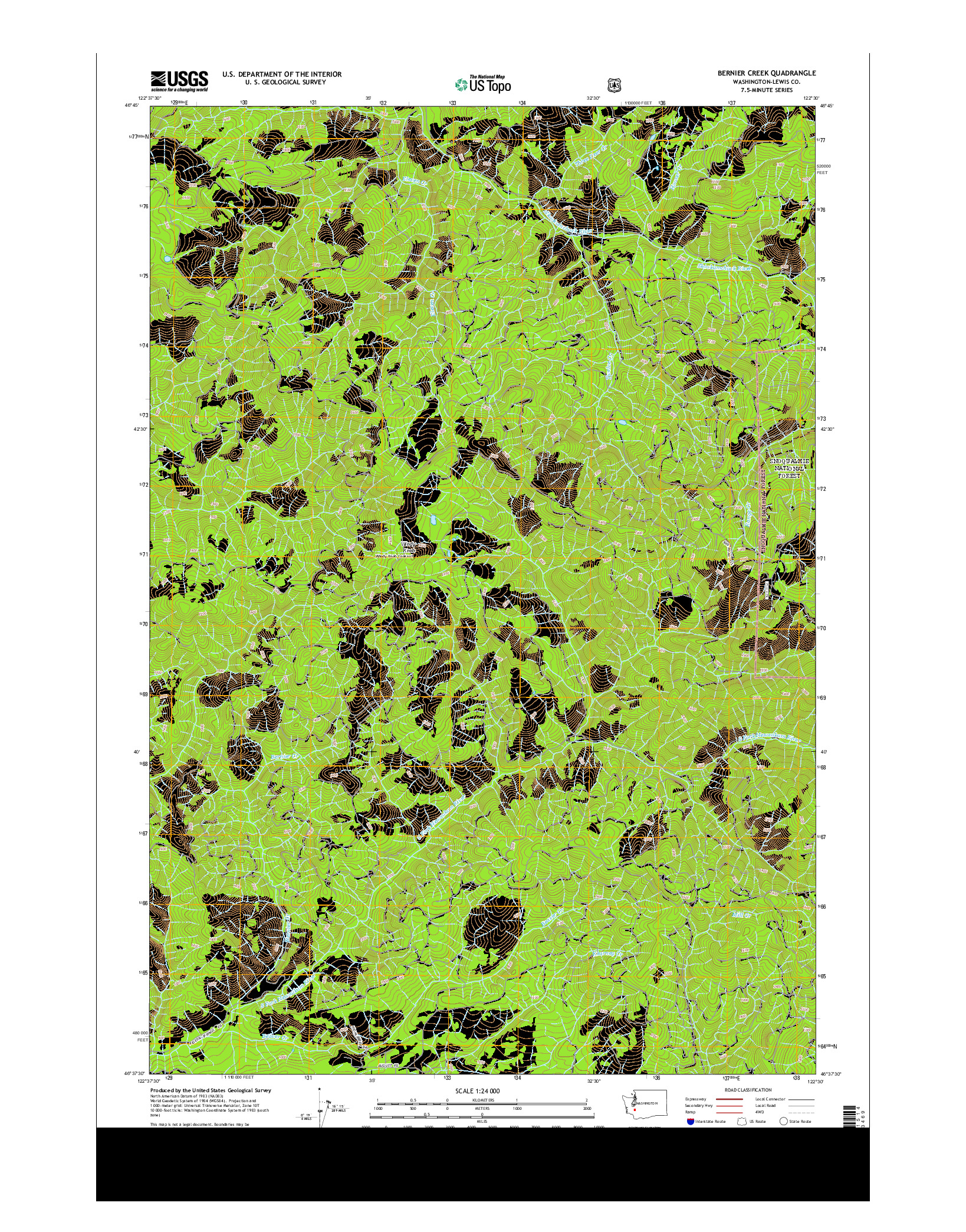 USGS US TOPO 7.5-MINUTE MAP FOR BERNIER CREEK, WA 2013