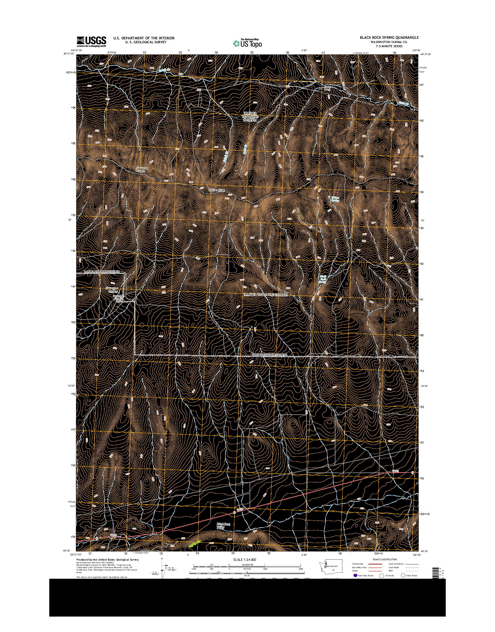 USGS US TOPO 7.5-MINUTE MAP FOR BLACK ROCK SPRING, WA 2013