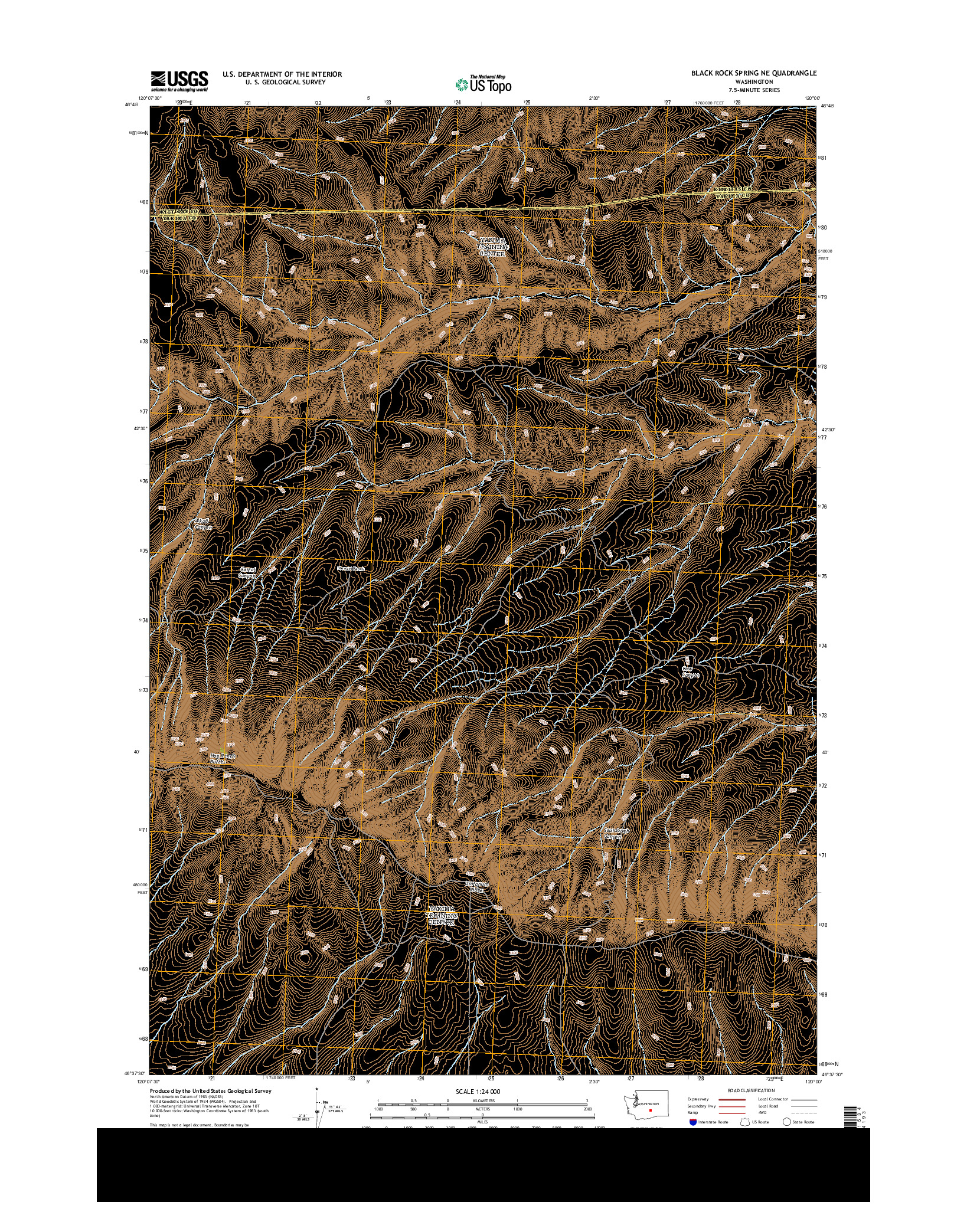 USGS US TOPO 7.5-MINUTE MAP FOR BLACK ROCK SPRING NE, WA 2013