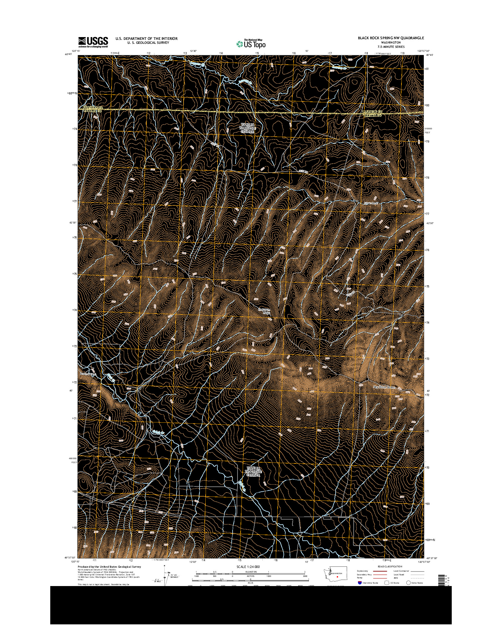 USGS US TOPO 7.5-MINUTE MAP FOR BLACK ROCK SPRING NW, WA 2013