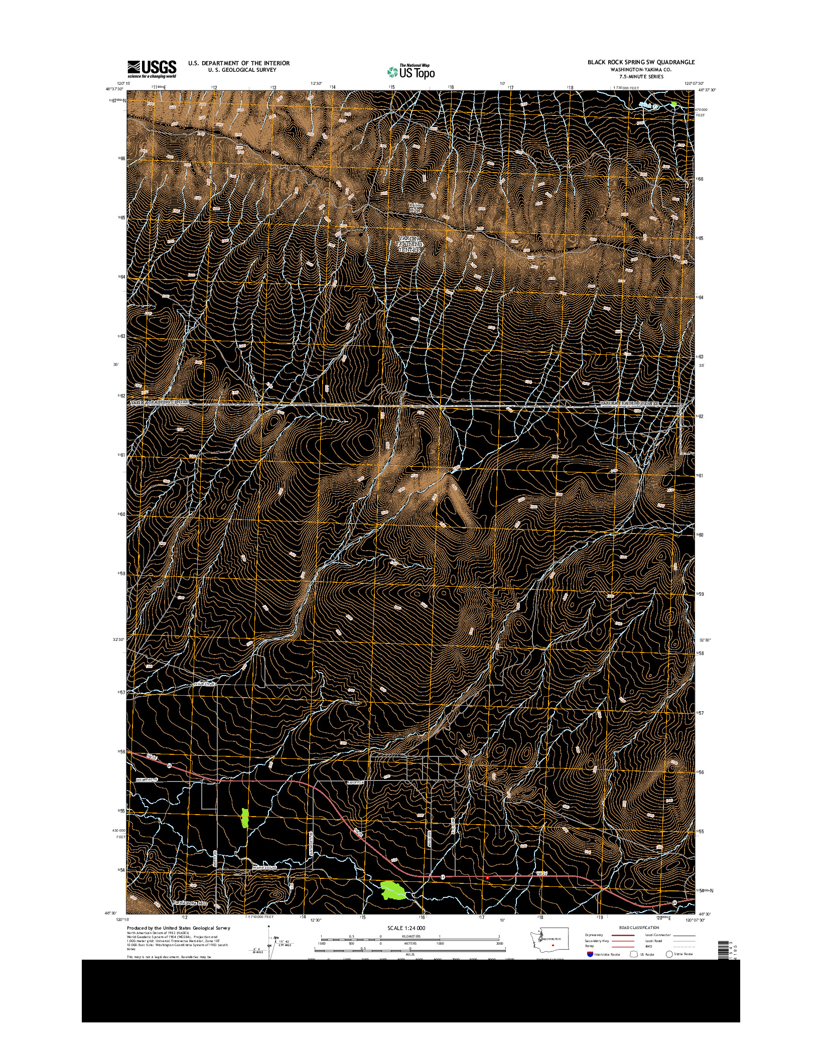 USGS US TOPO 7.5-MINUTE MAP FOR BLACK ROCK SPRING SW, WA 2013