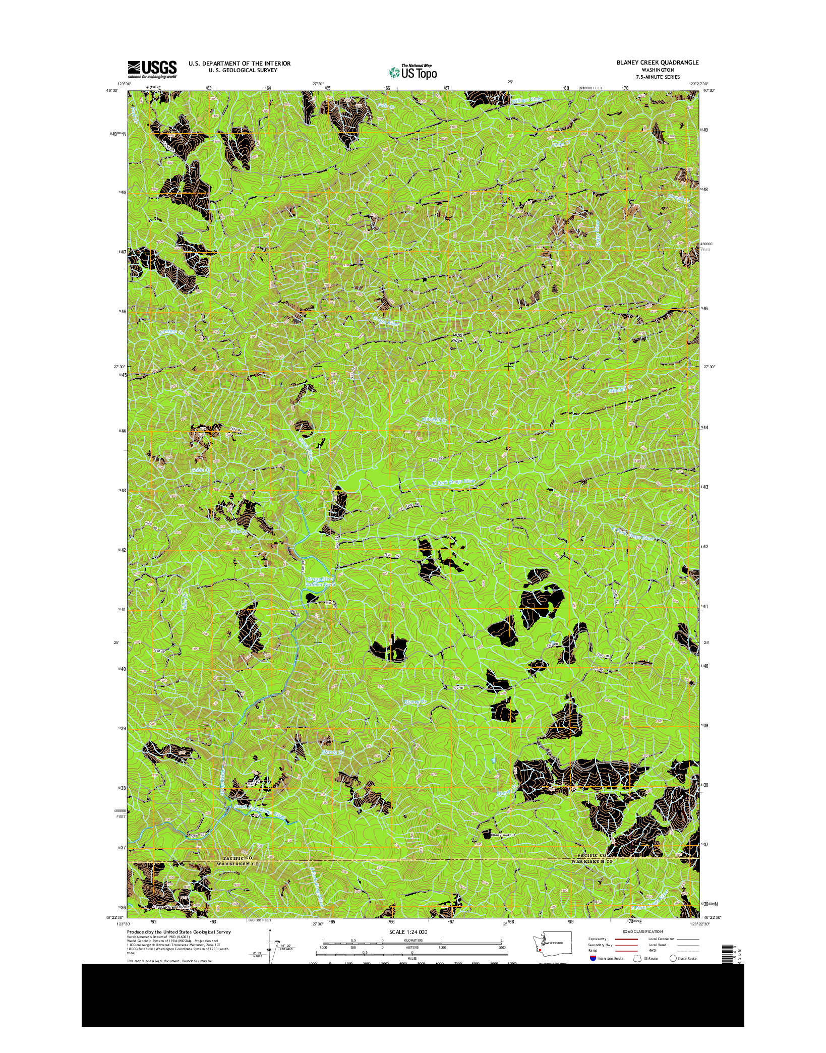 USGS US TOPO 7.5-MINUTE MAP FOR BLANEY CREEK, WA 2013