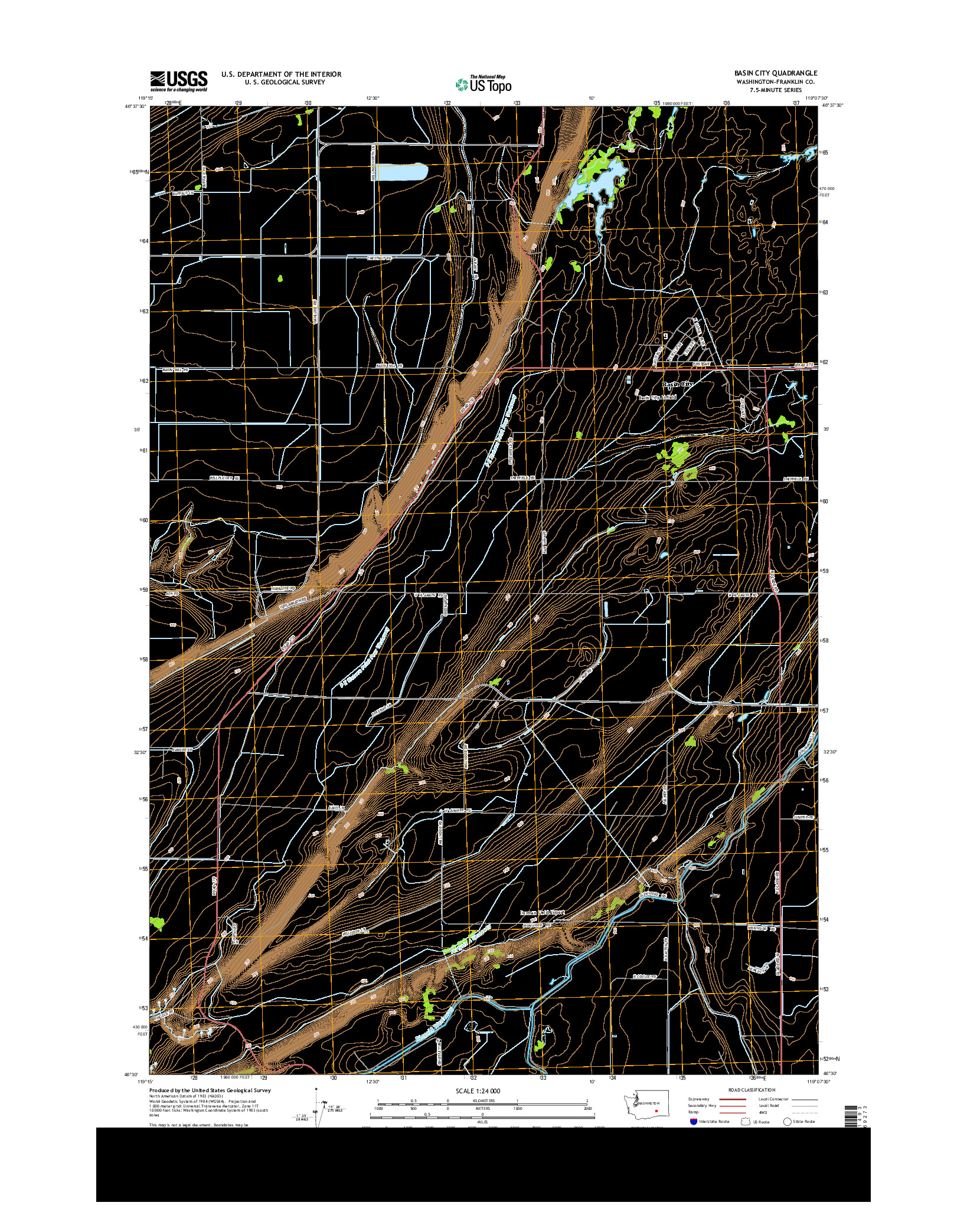 USGS US TOPO 7.5-MINUTE MAP FOR BASIN CITY, WA 2013