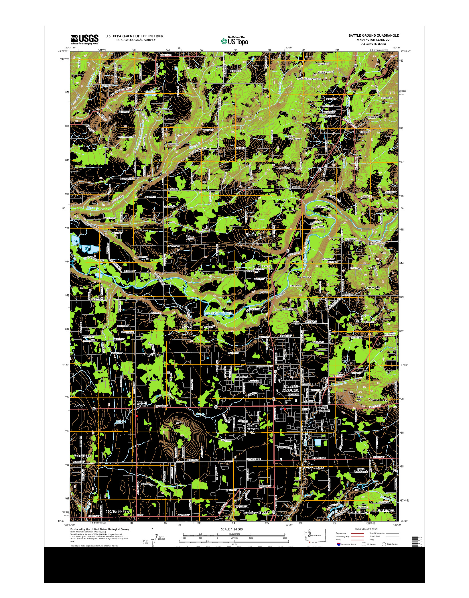 USGS US TOPO 7.5-MINUTE MAP FOR BATTLE GROUND, WA 2013