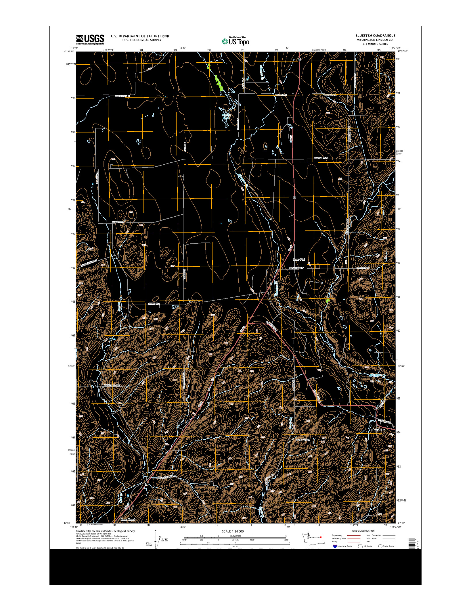 USGS US TOPO 7.5-MINUTE MAP FOR BLUESTEM, WA 2013