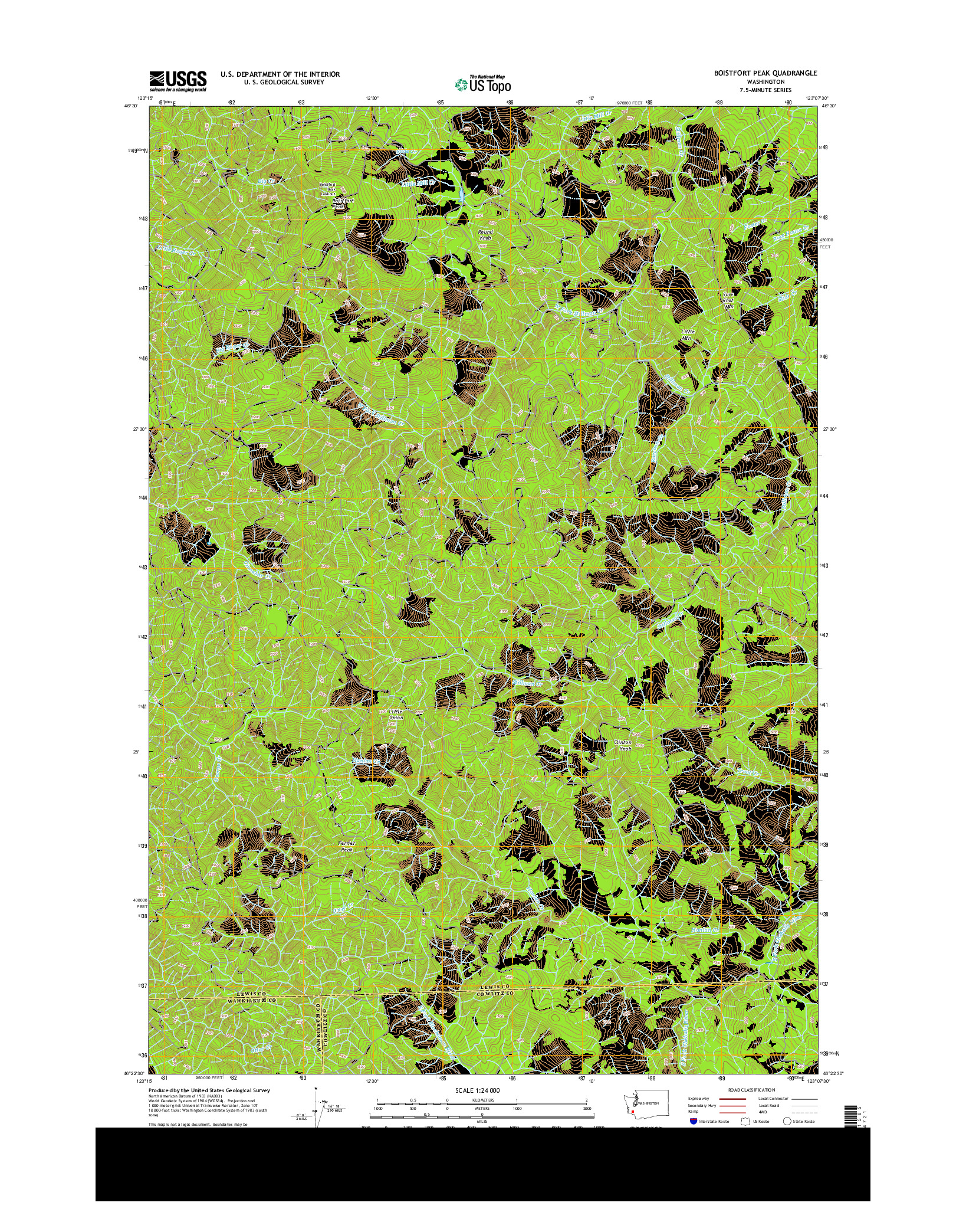 USGS US TOPO 7.5-MINUTE MAP FOR BOISTFORT PEAK, WA 2013