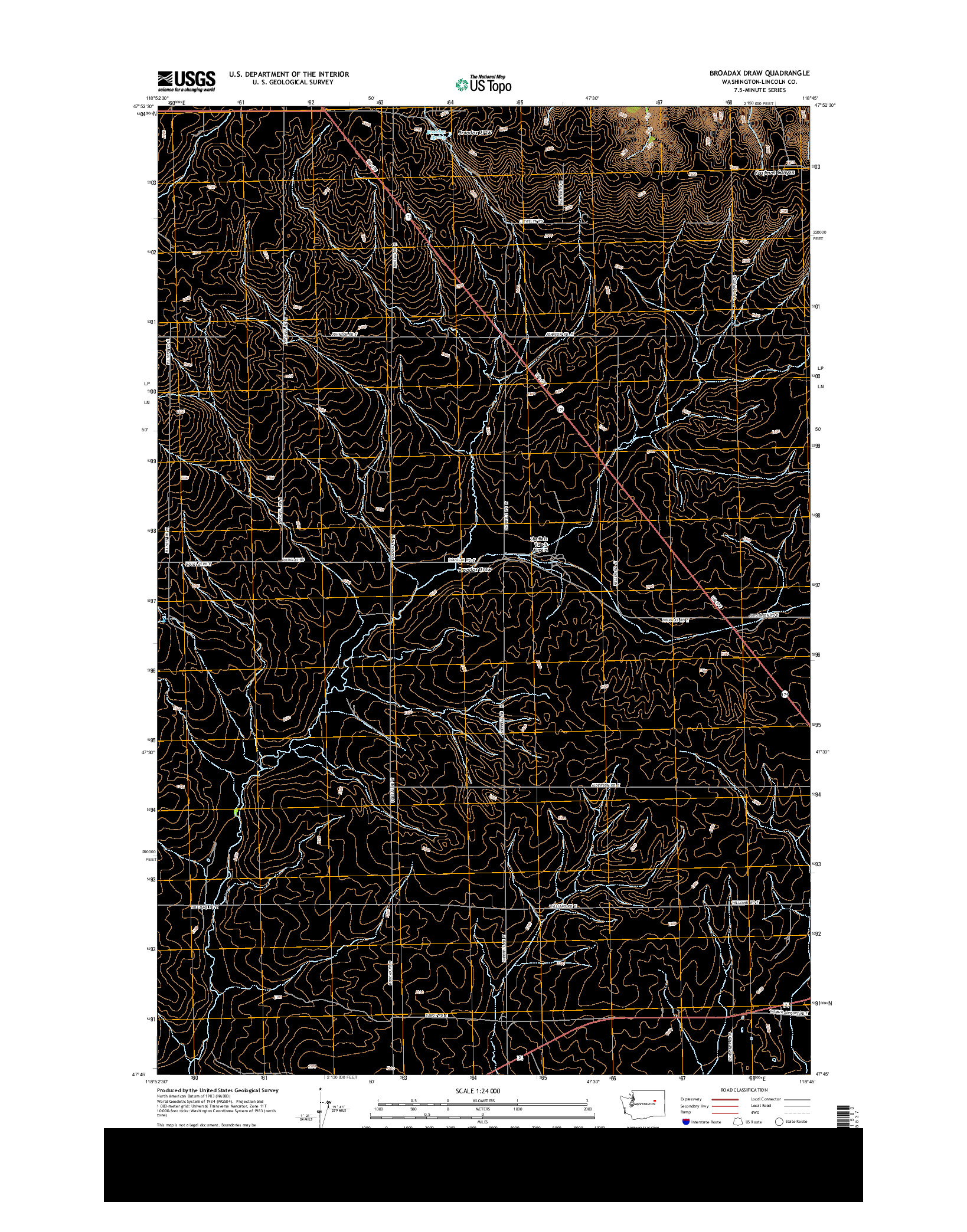 USGS US TOPO 7.5-MINUTE MAP FOR BROADAX DRAW, WA 2013