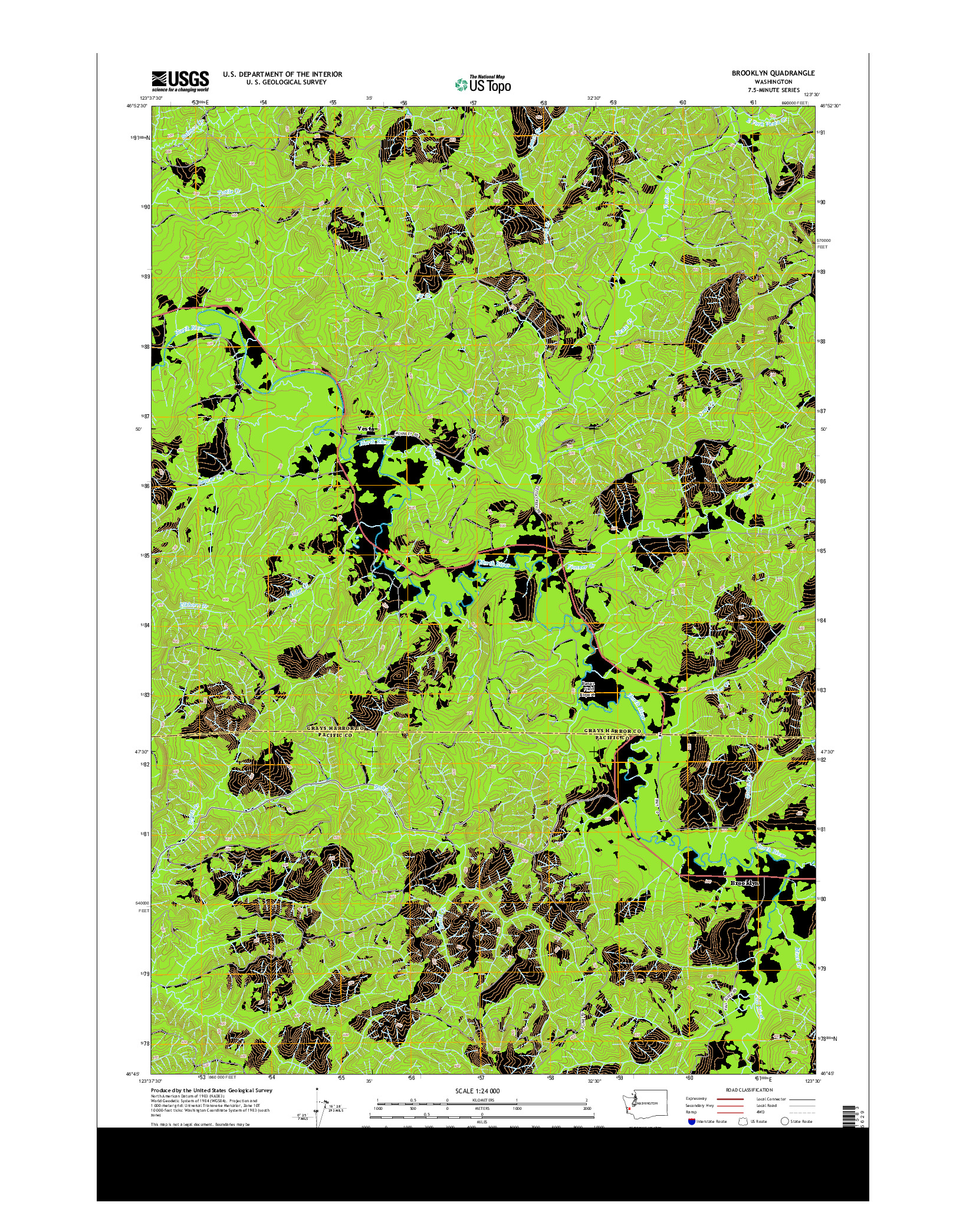 USGS US TOPO 7.5-MINUTE MAP FOR BROOKLYN, WA 2013