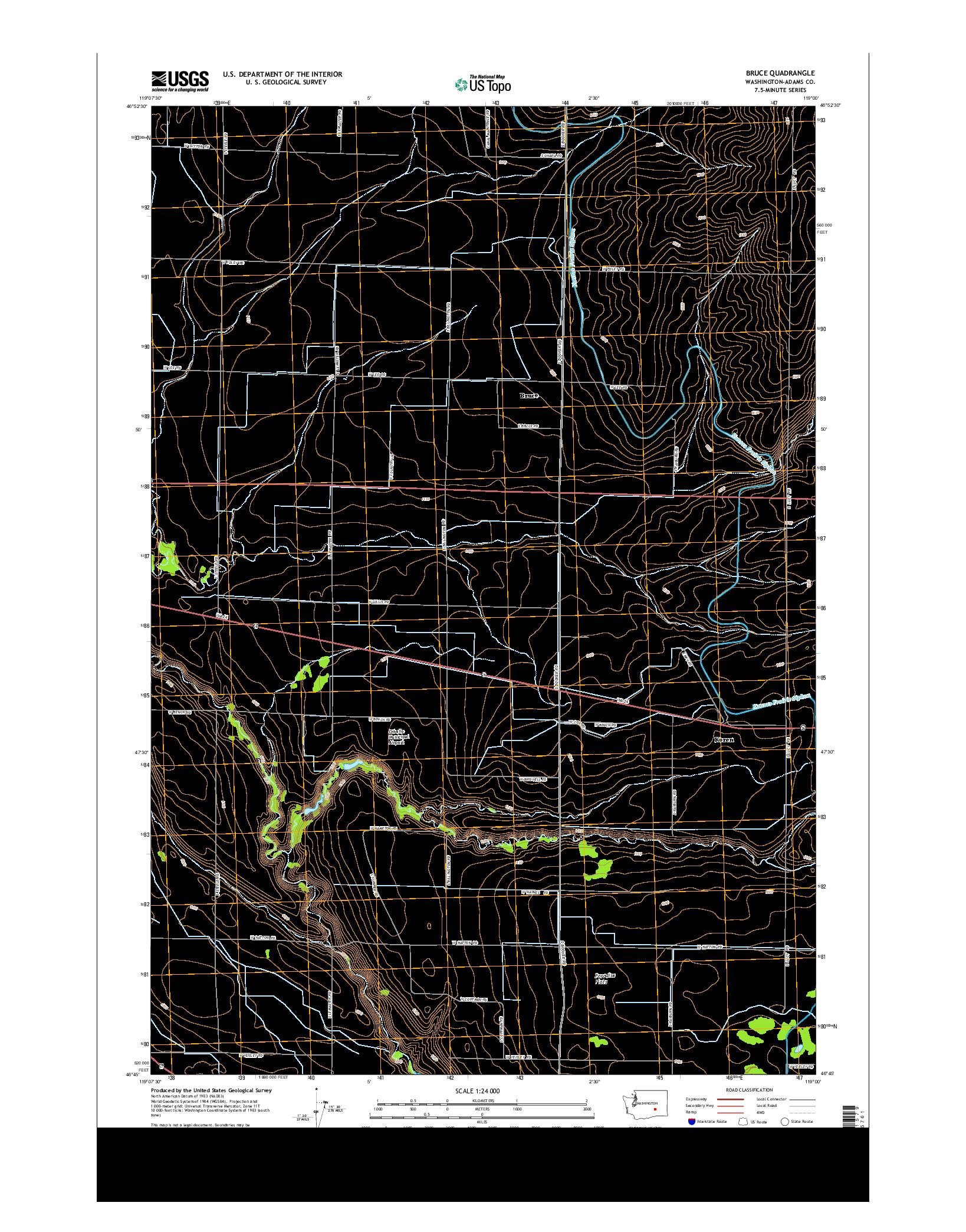 USGS US TOPO 7.5-MINUTE MAP FOR BRUCE, WA 2013