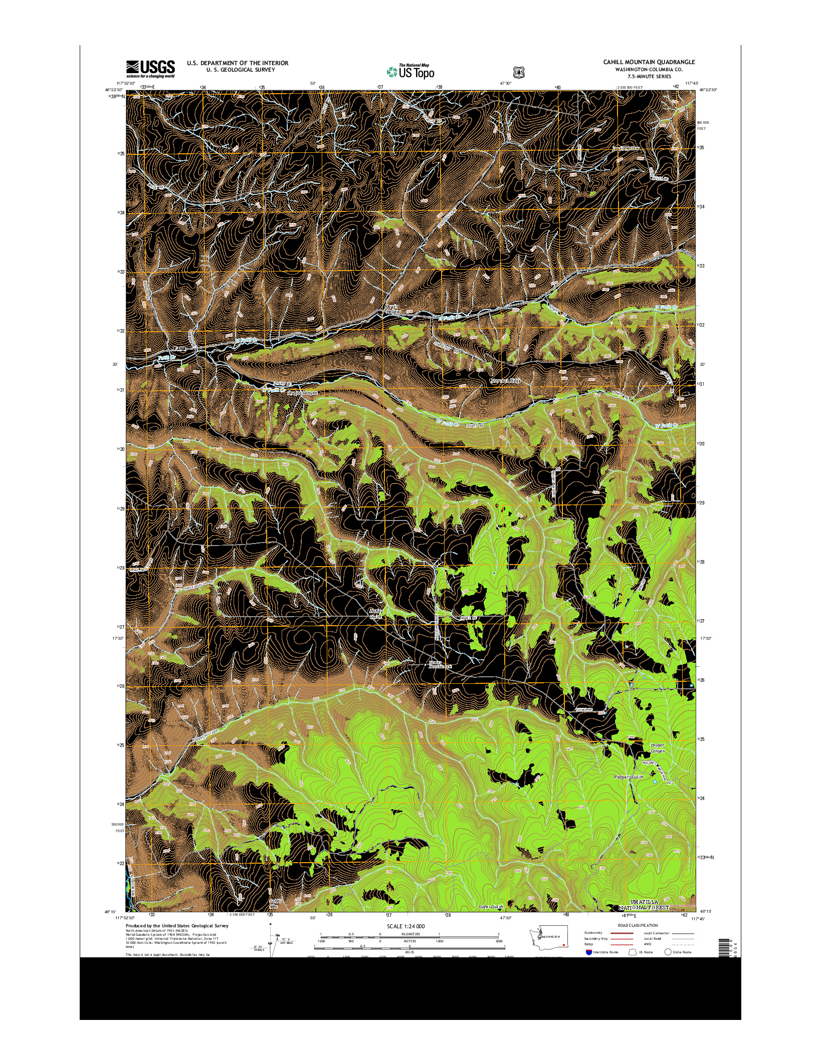 USGS US TOPO 7.5-MINUTE MAP FOR CAHILL MOUNTAIN, WA 2013