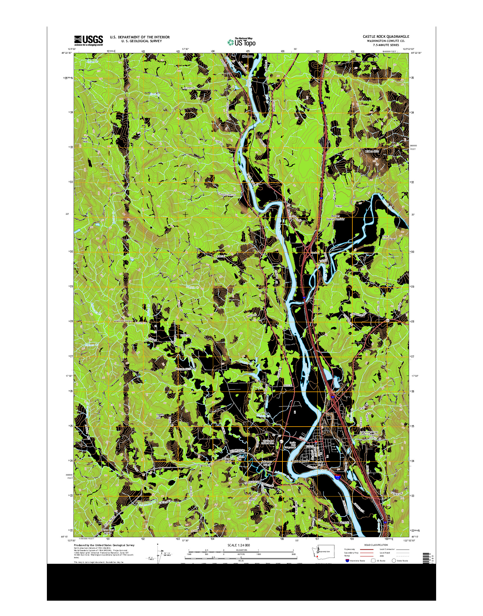 USGS US TOPO 7.5-MINUTE MAP FOR CASTLE ROCK, WA 2013