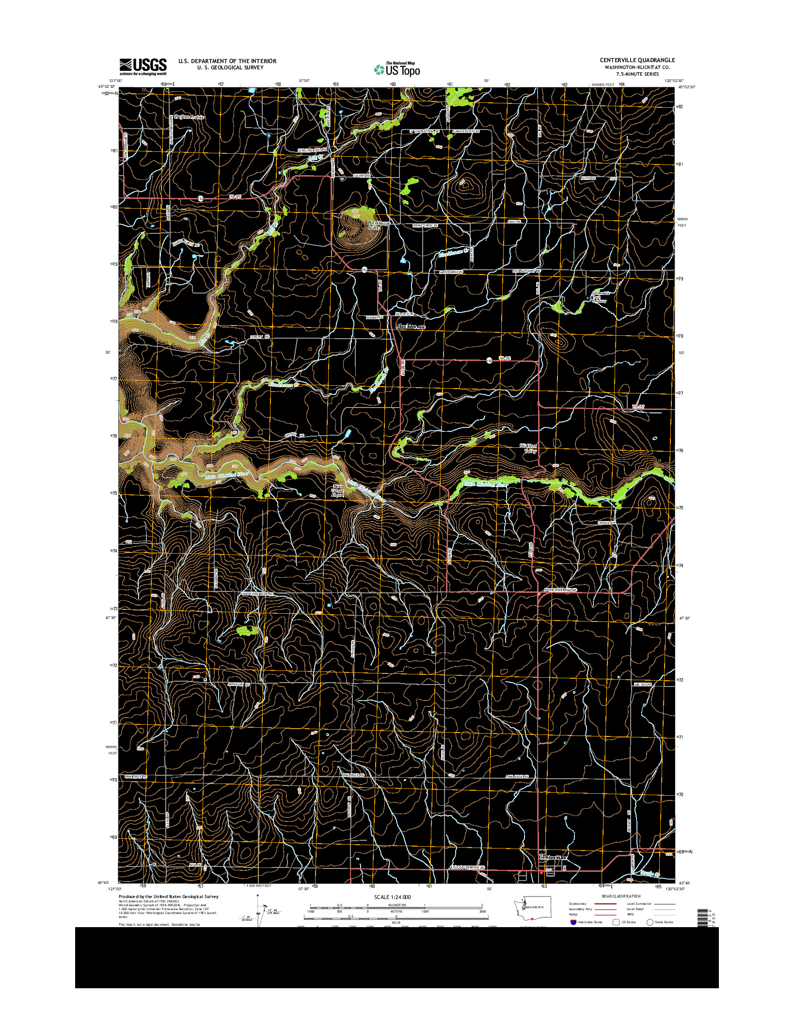 USGS US TOPO 7.5-MINUTE MAP FOR CENTERVILLE, WA 2013