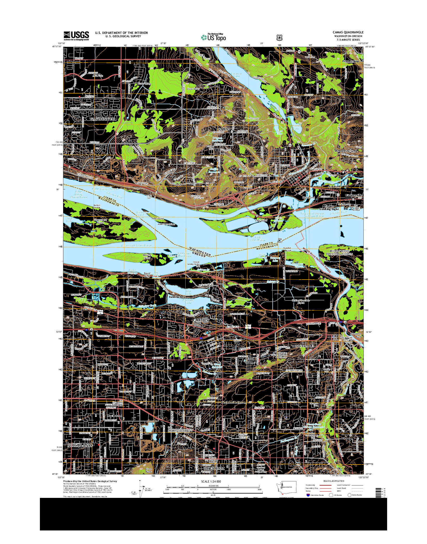 USGS US TOPO 7.5-MINUTE MAP FOR CAMAS, WA-OR 2013