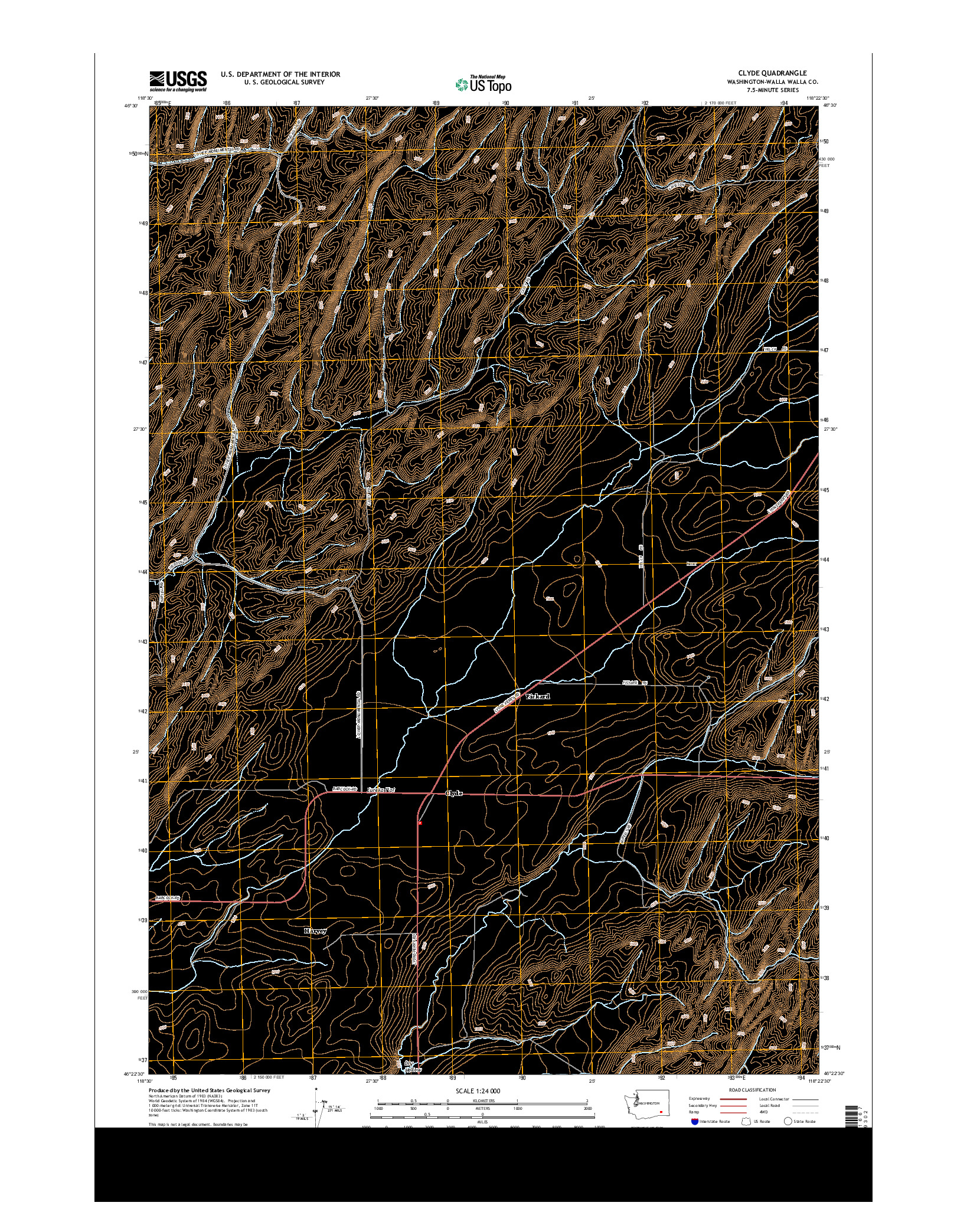 USGS US TOPO 7.5-MINUTE MAP FOR CLYDE, WA 2013