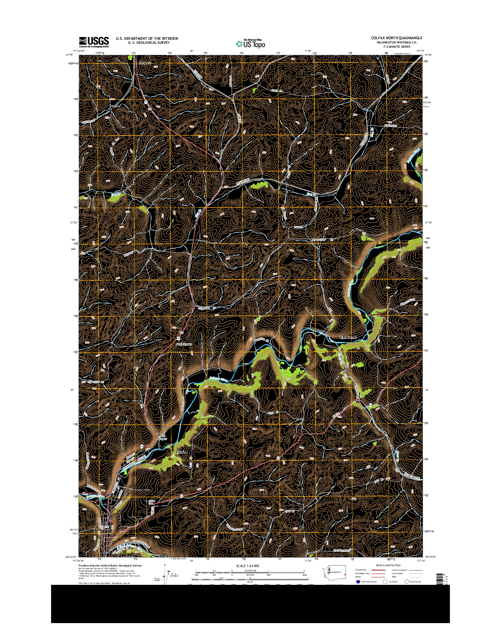 USGS US TOPO 7.5-MINUTE MAP FOR COLFAX NORTH, WA 2013