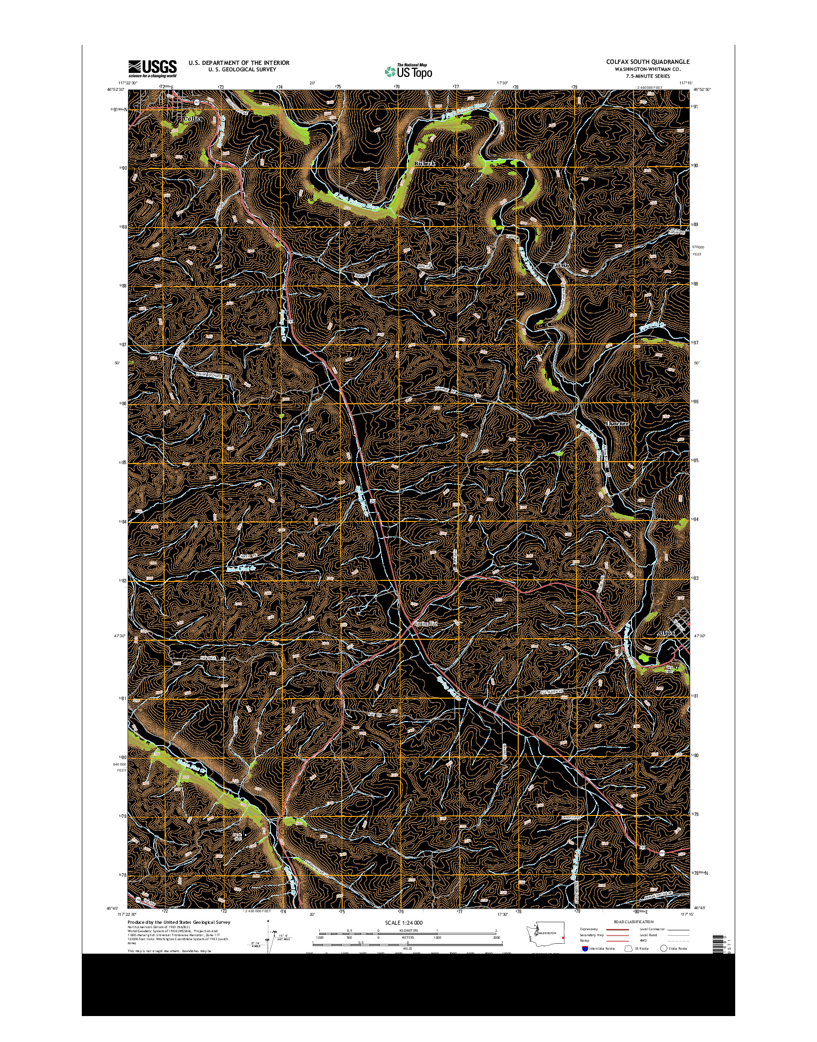 USGS US TOPO 7.5-MINUTE MAP FOR COLFAX SOUTH, WA 2013